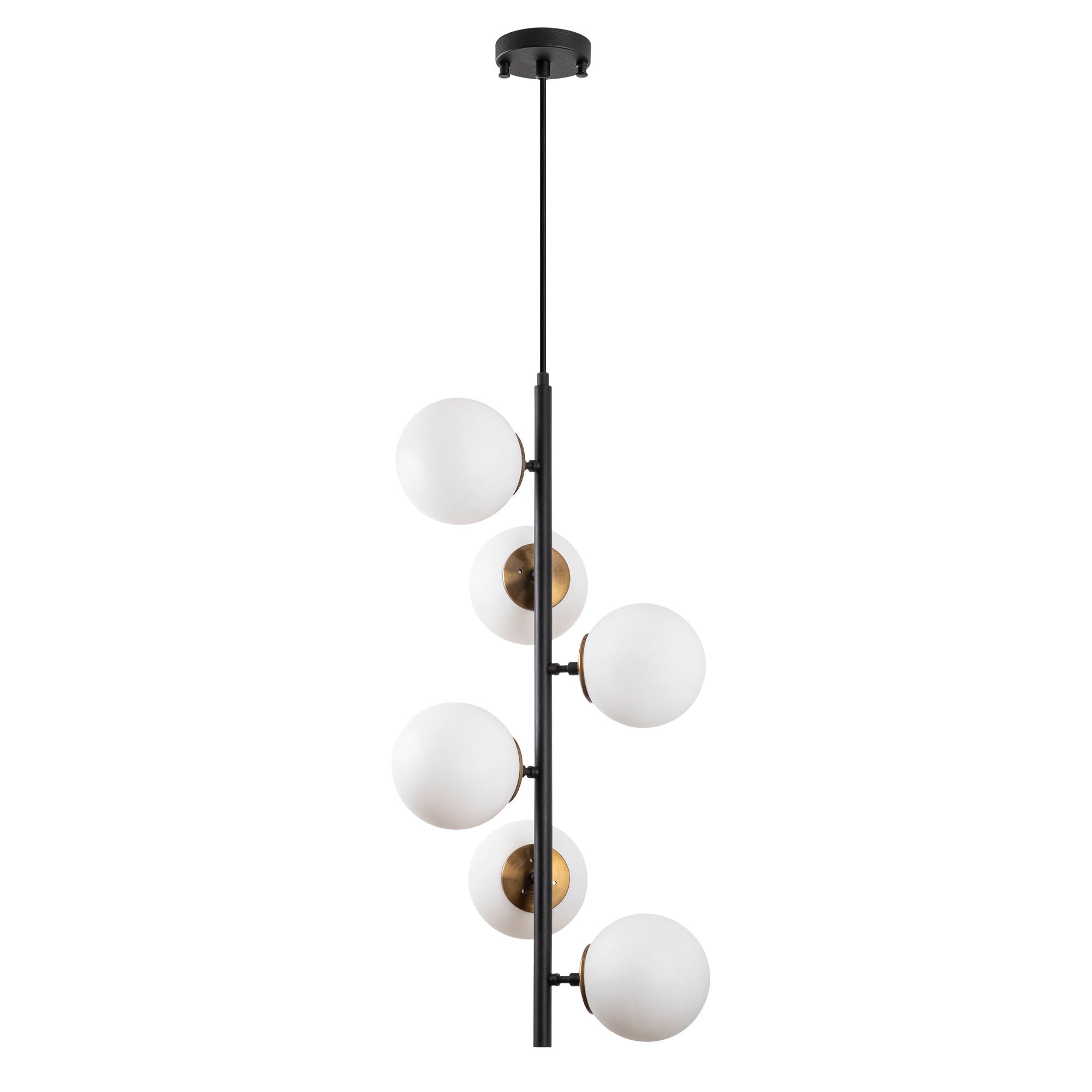 Candeeiro de Teto Industrial Elegante, Altura Ajustável 40x40x86-176 cm, Preto e Creme Antigo, 6 x E14 Máx. 40 W, Corpo de Metal, IP20, Perfeito para Espaços Modernos
