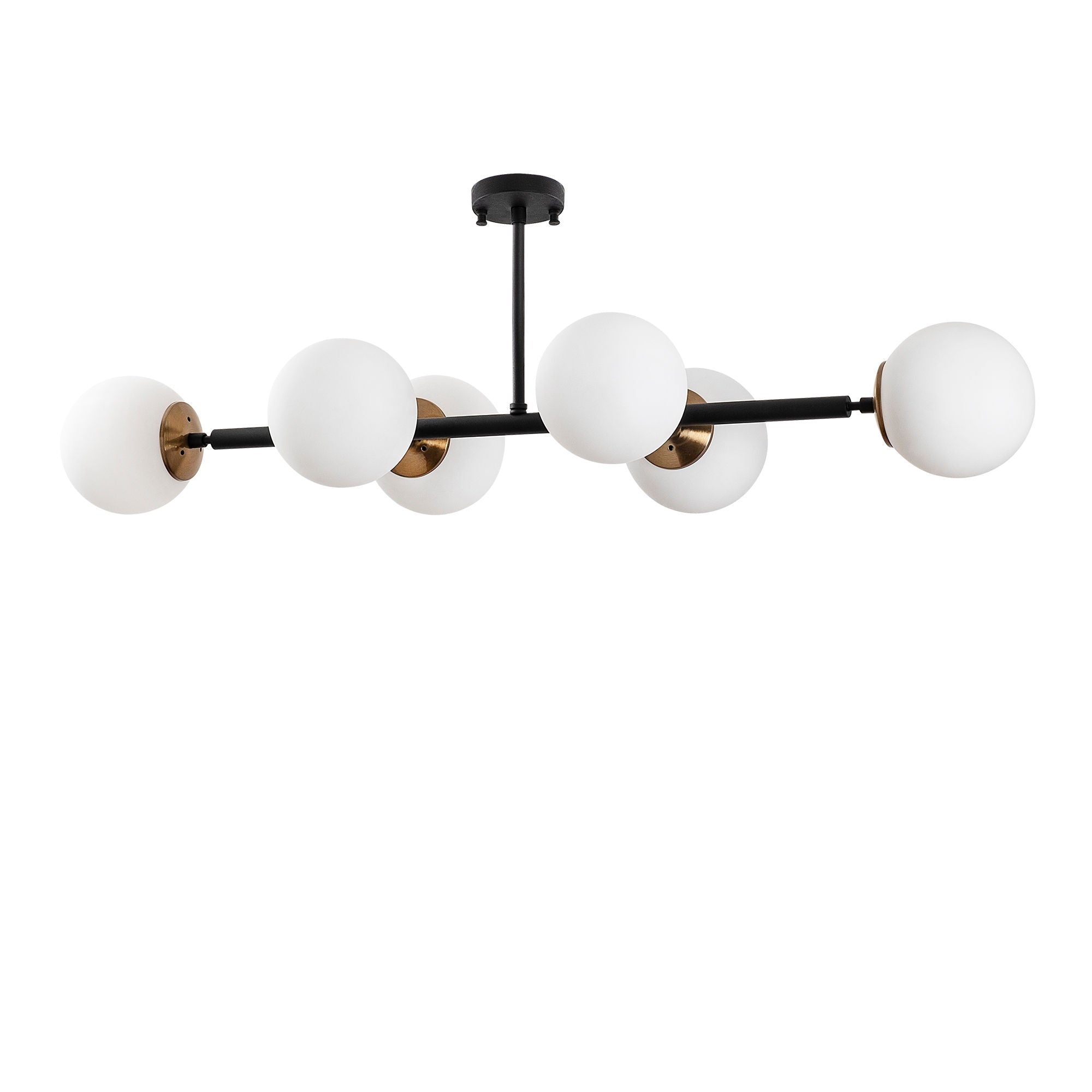 Candeeiro de Teto Industrial Moderno – 110 x 40 x 35 cm – Preto e Creme Antigo – Metal e Vidro