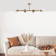 Candeeiro de Teto – 110 x 40 x 35 cm – Cor cobre – Metal e vidro