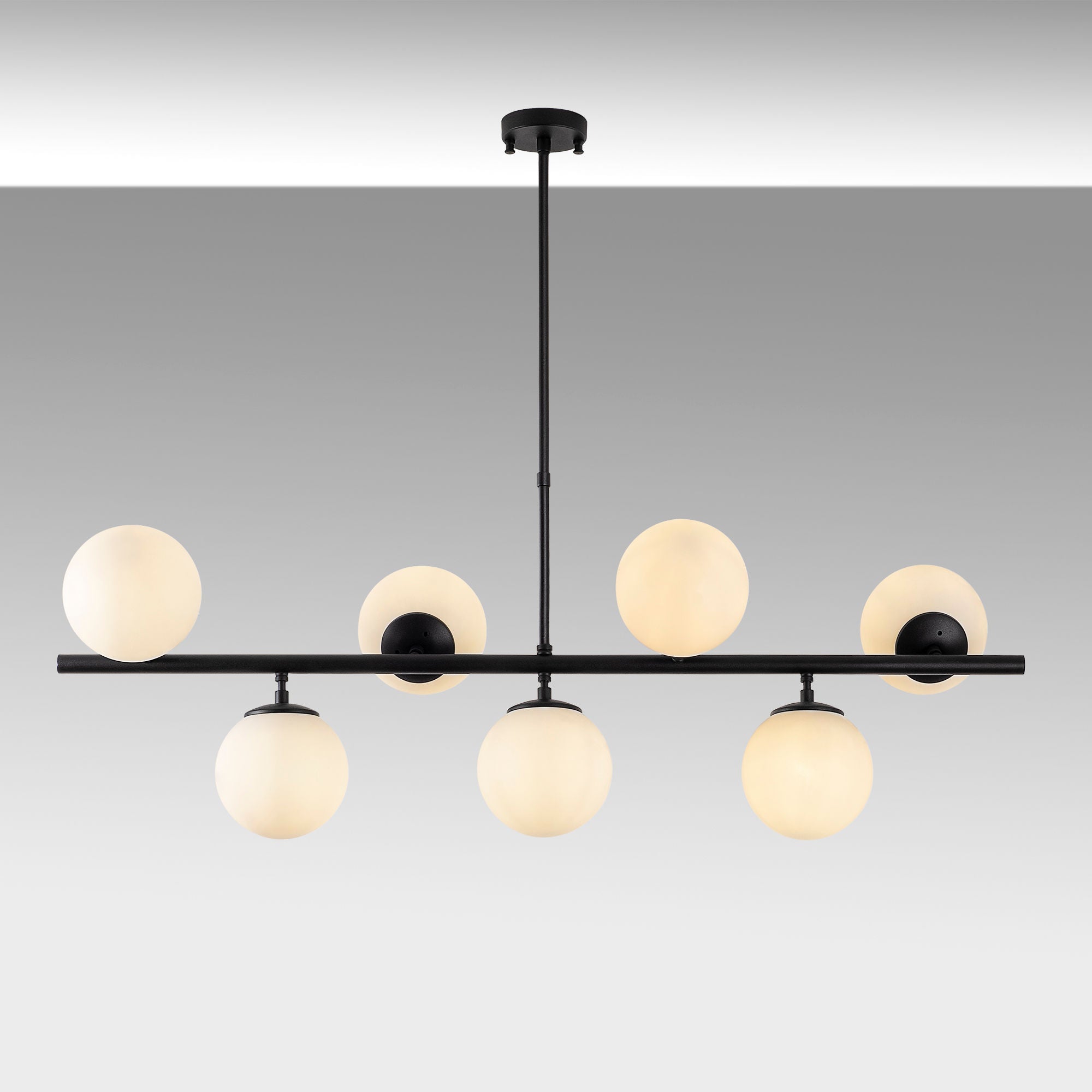 Candeeiro de Teto – 113 x 40 x 46-85 cm – Preto – Metal e Vidro