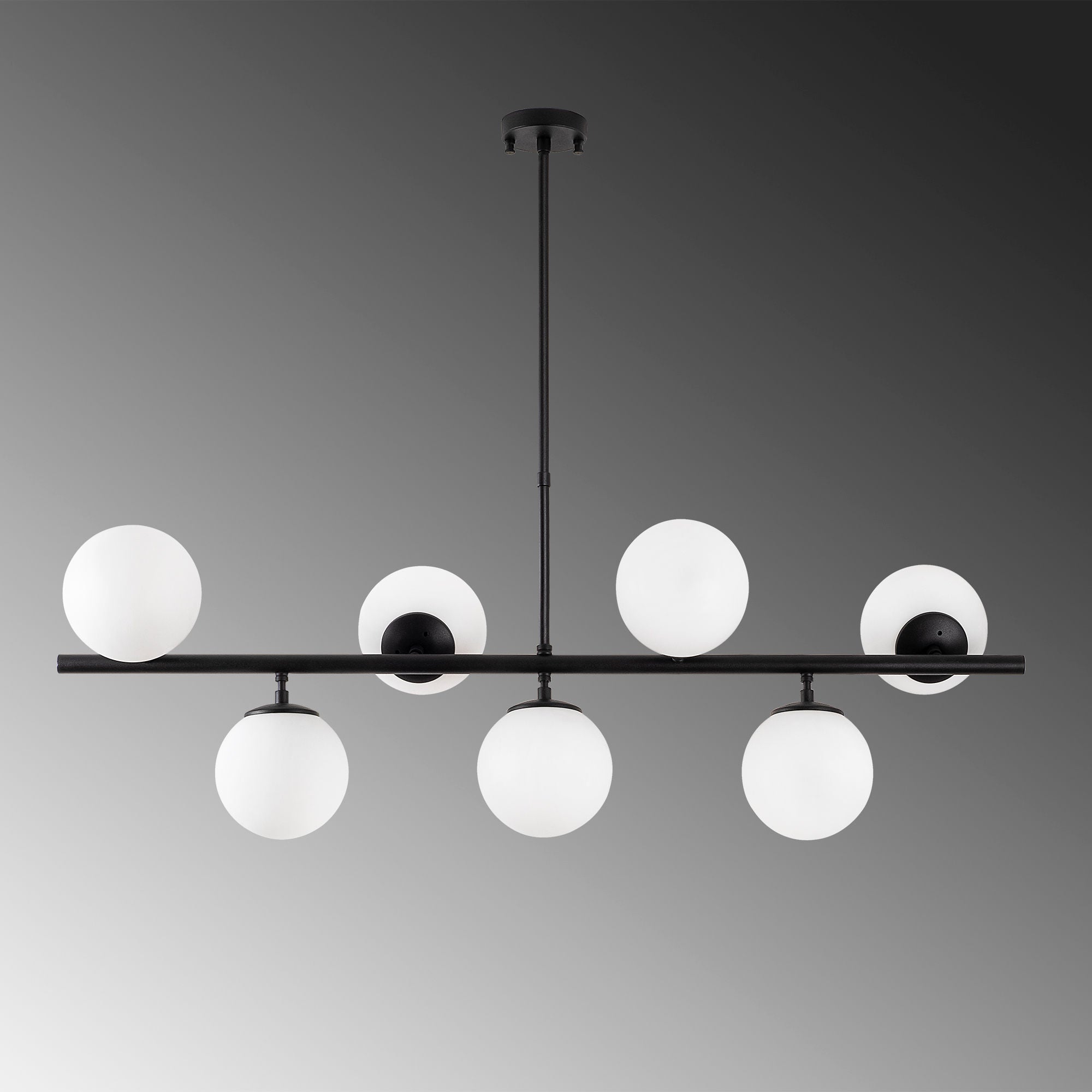 Candeeiro de Teto – 113 x 40 x 46-85 cm – Preto – Metal e Vidro