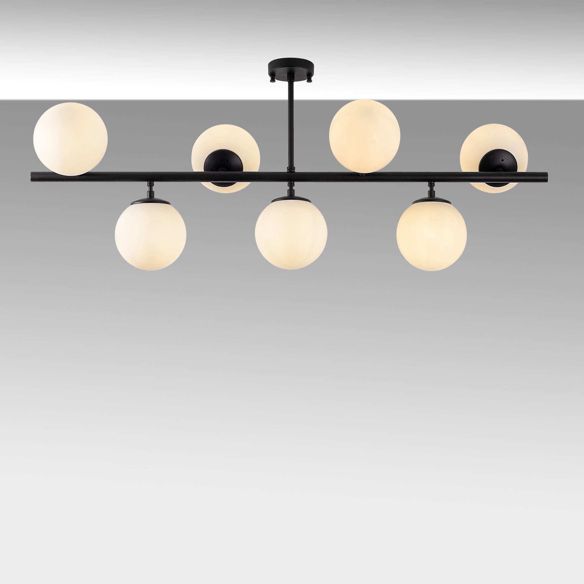 Candeeiro de Teto moderno – 113 x 40 x 46 cm – preto – metal e vidro