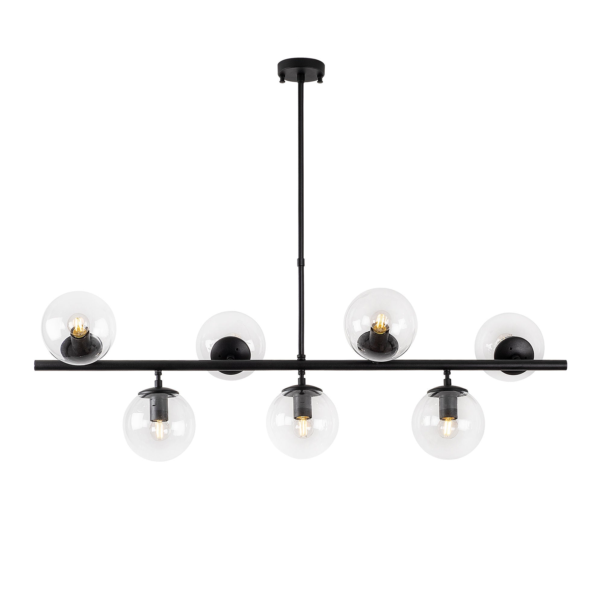 Candeeiro de Teto – 113 x 40 x 46-85 cm – preto – metal e vidro