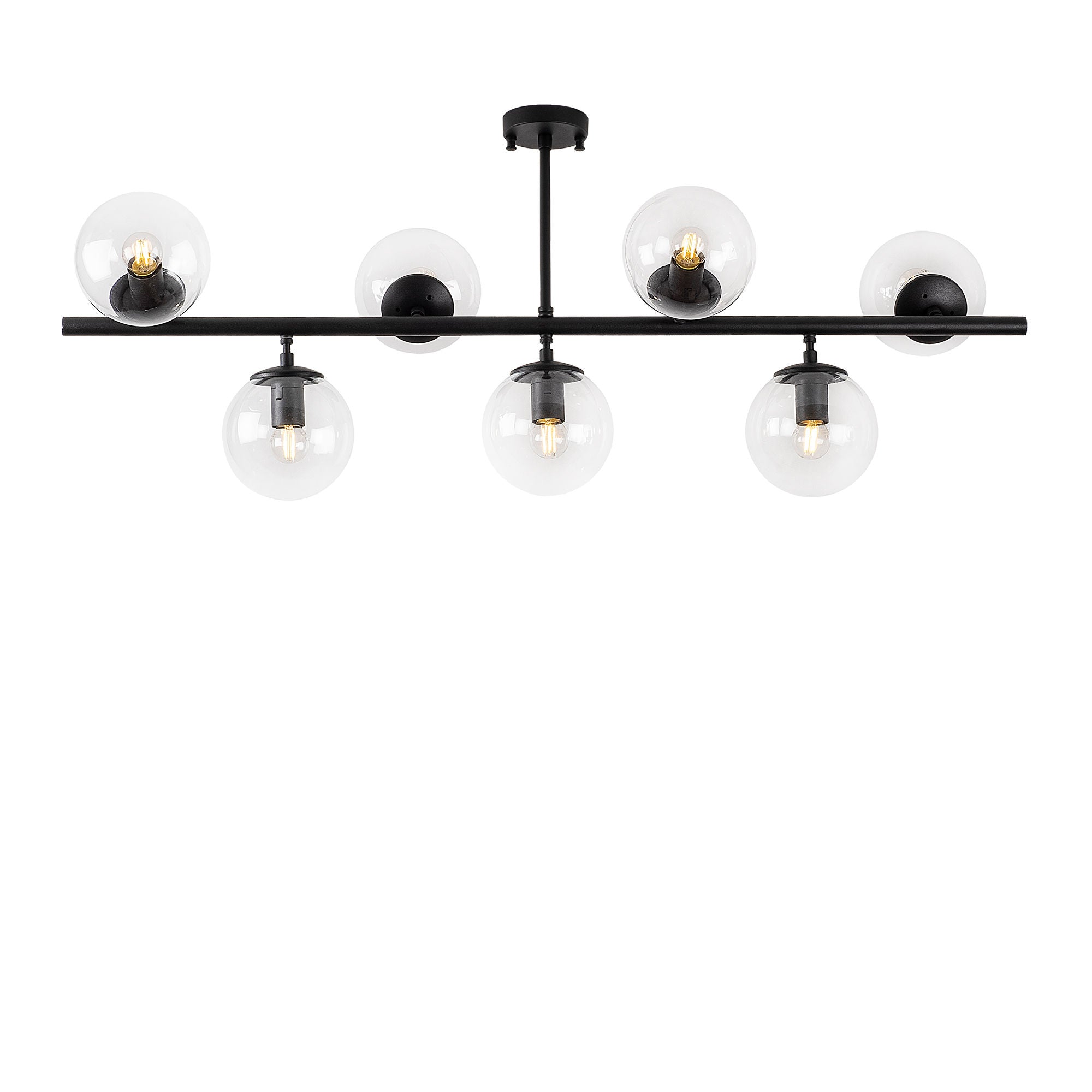 Candeeiro de Teto moderno – 113 x 40 x 46 cm – preto – metal e vidro