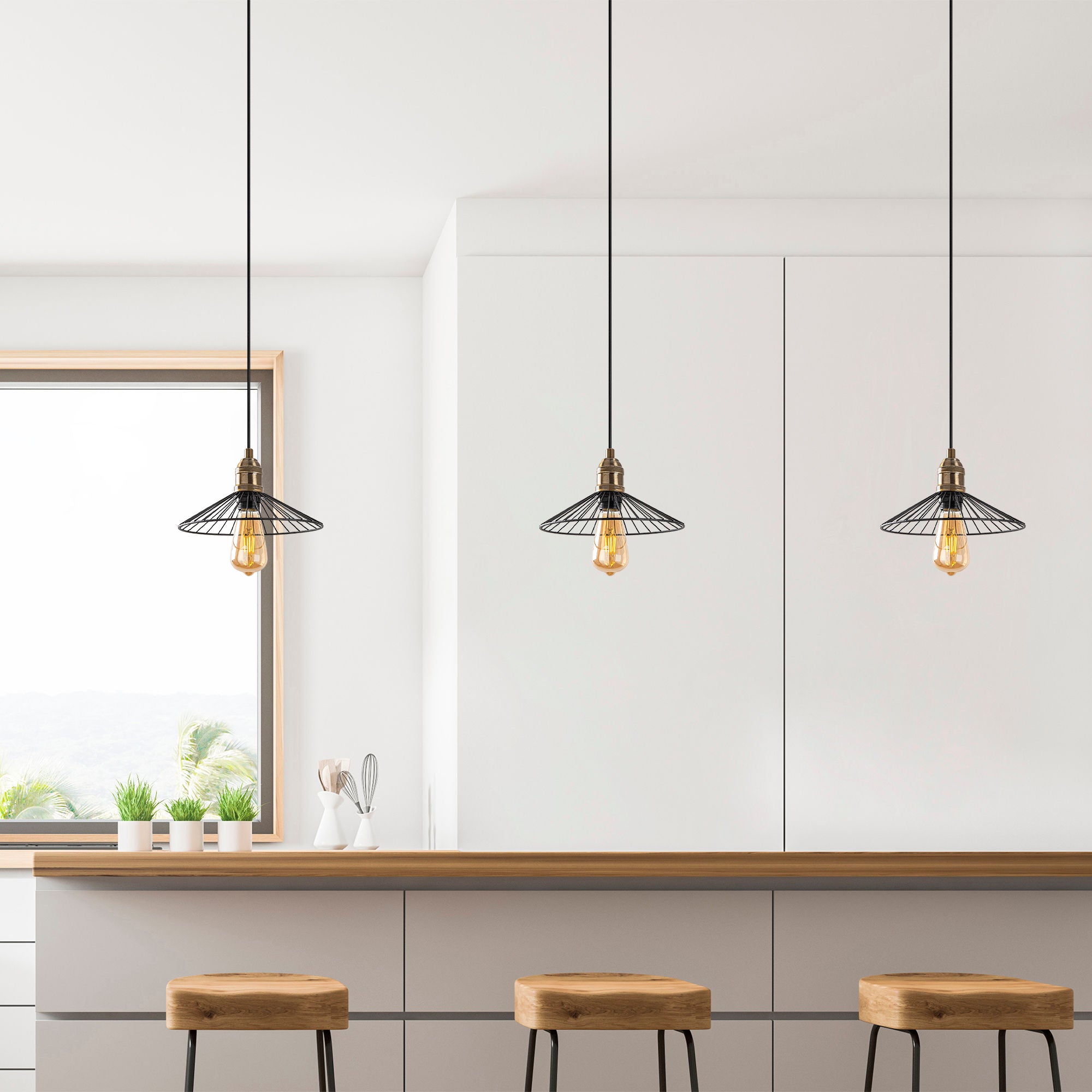 Candeeiro de Teto Industrial Nostalgia, Altura Ajustável 25x25x24-114 cm, Metal Preto e Antigo, Soquete E27, Cabo de 90 cm, Perfeito para Espaços Modernos