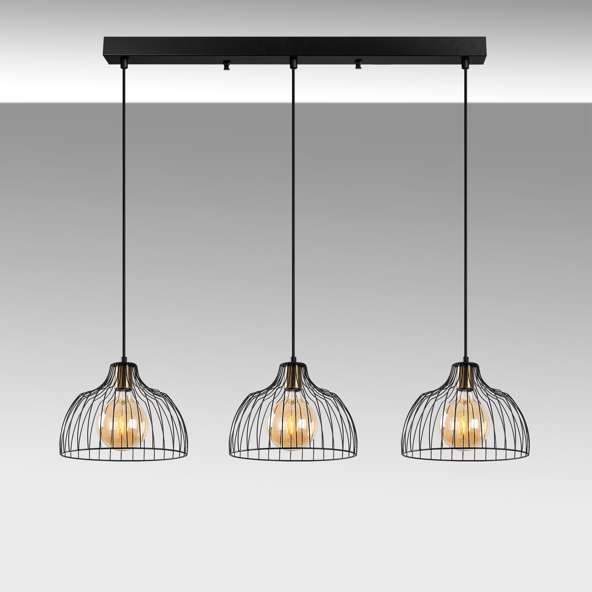 Candeeiro de Teto industrial – 101 x 28 x 46-126 cm – preto – metal