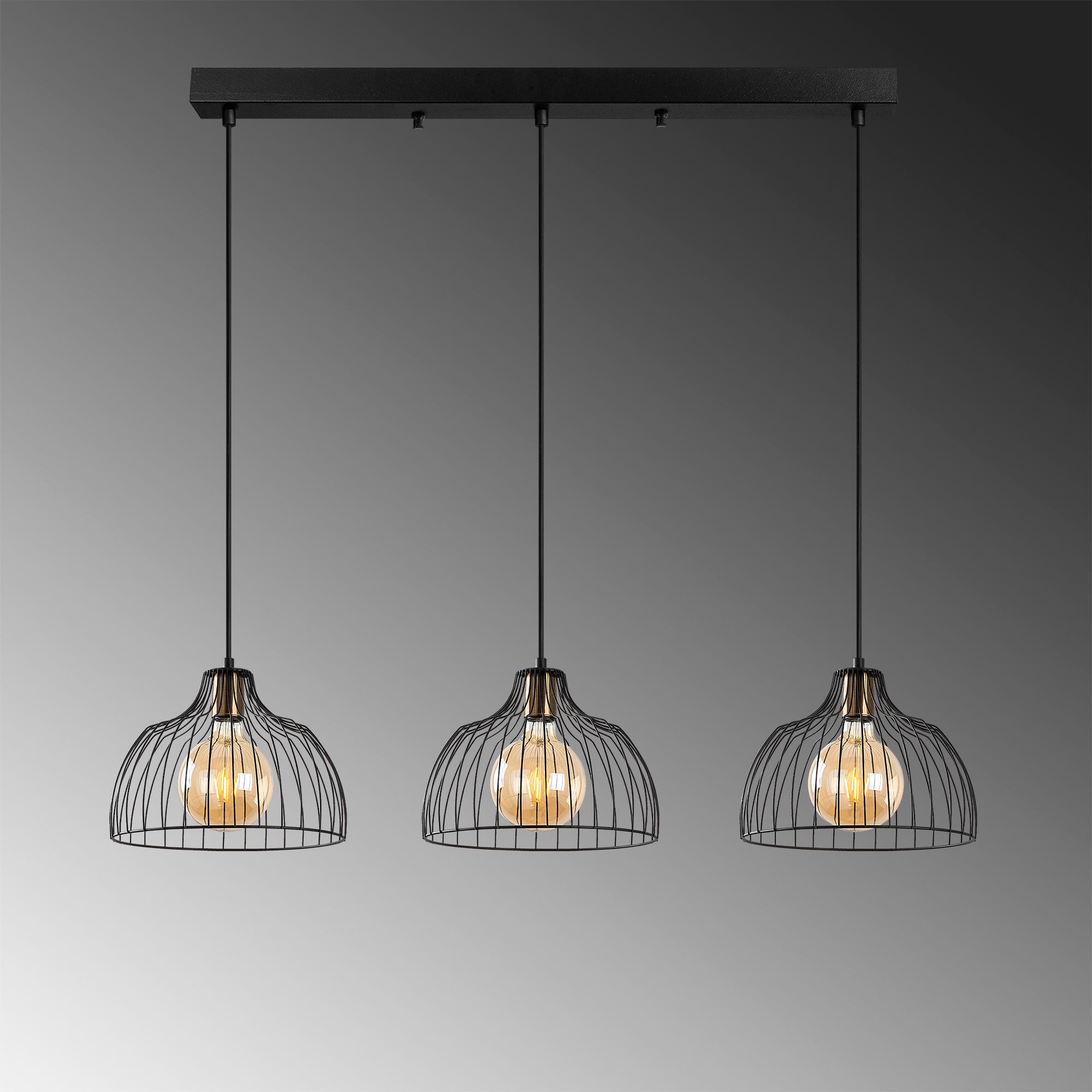 Candeeiro de Teto industrial – 101 x 28 x 46-126 cm – preto – metal