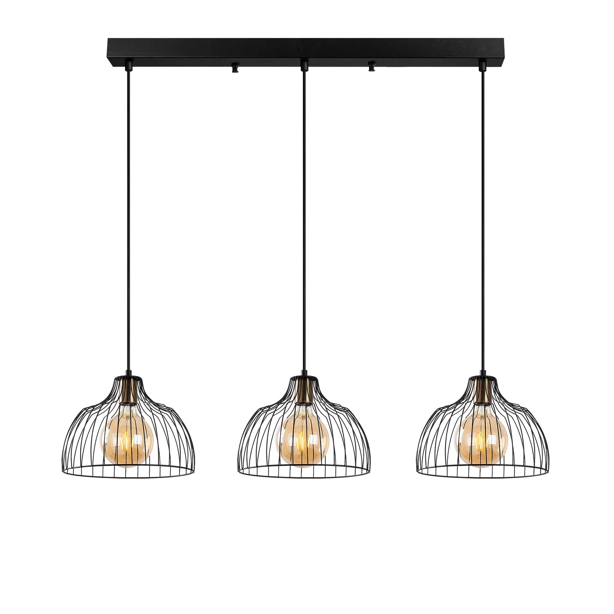 Candeeiro de Teto industrial – 101 x 28 x 46-126 cm – preto – metal