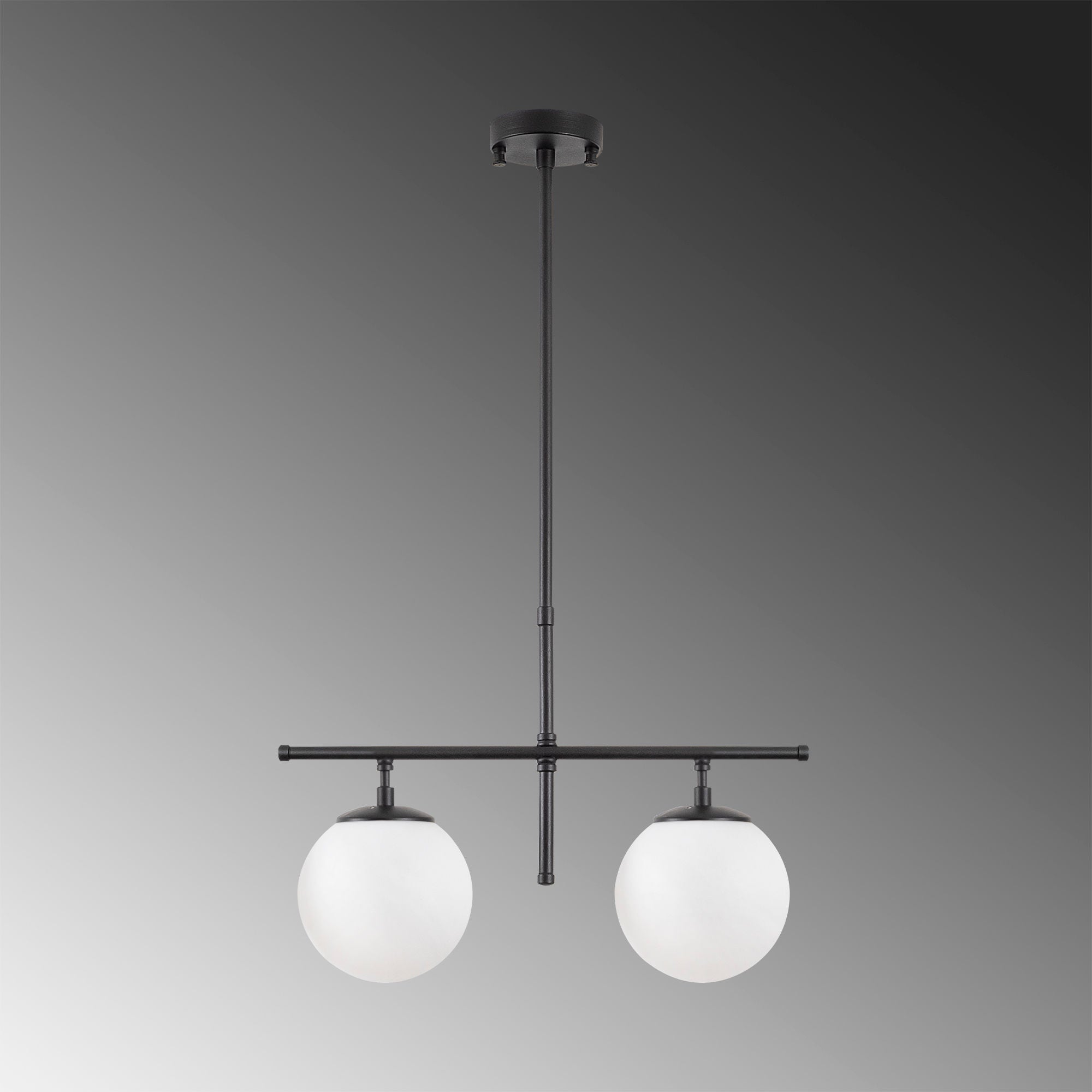 Candeeiro de Teto – 52 x 15 x 36-76 cm – Preto e Creme – Metal e Vidro