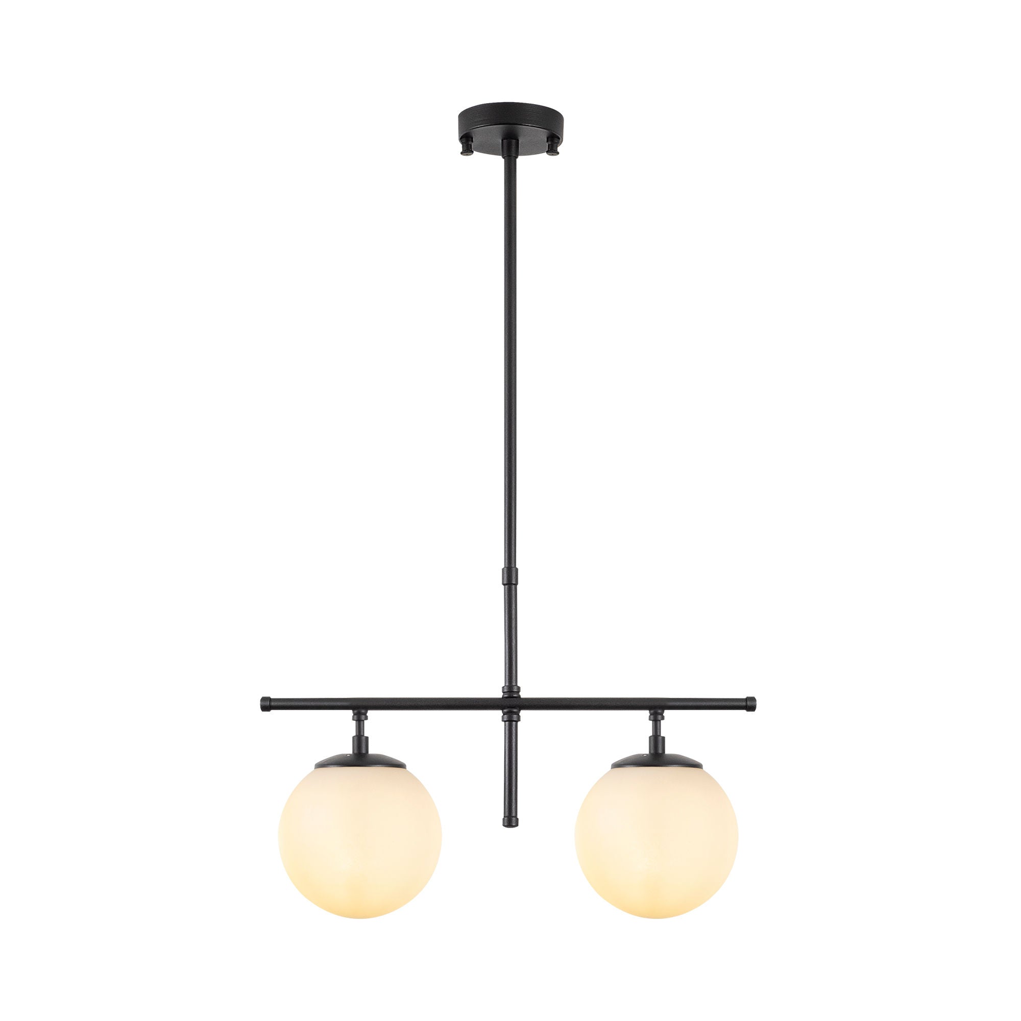 Candeeiro de Teto – 52 x 15 x 36-76 cm – Preto e Creme – Metal e Vidro