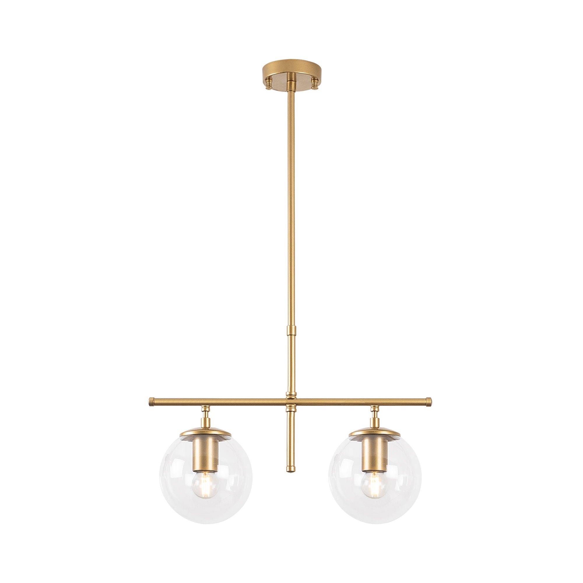 Candeeiro de Teto – 52 x 15 x 36-76 cm – Dourado – Metal e Vidro