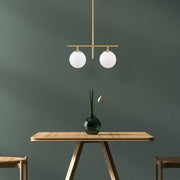 Candeeiro de Teto elegante – 52 x 15 x 36-76 cm – Dourado – Metal e vidro