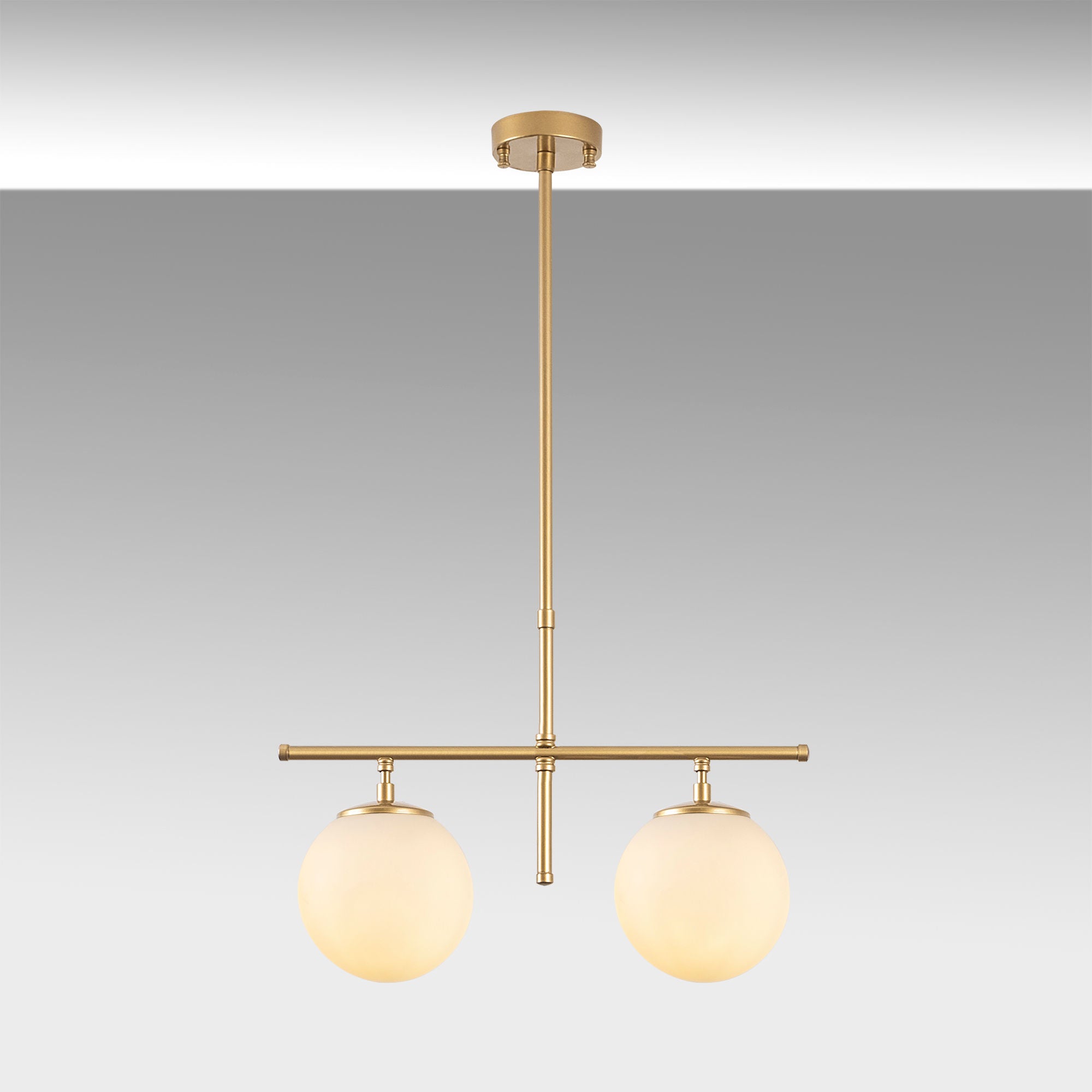 Candeeiro de Teto elegante – 52 x 15 x 36-76 cm – Dourado – Metal e vidro