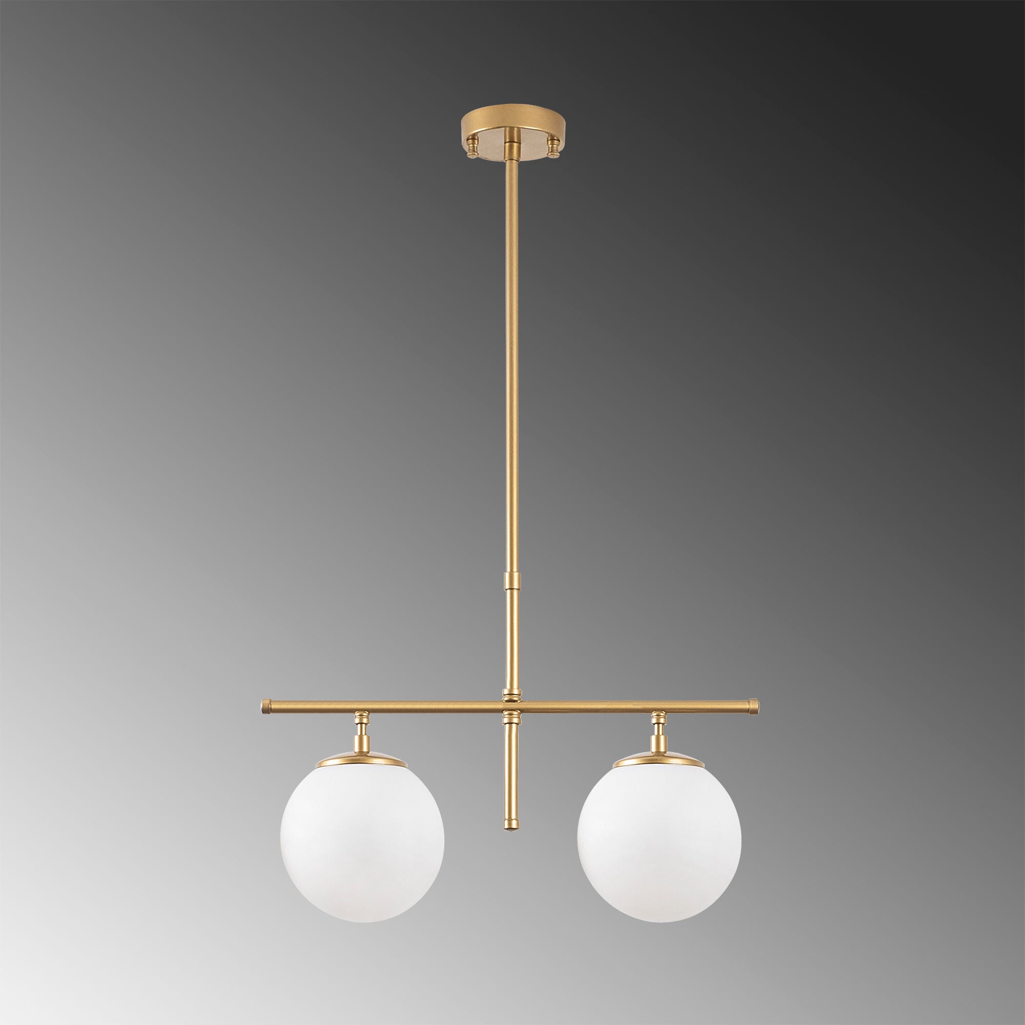 Candeeiro de Teto elegante – 52 x 15 x 36-76 cm – Dourado – Metal e vidro