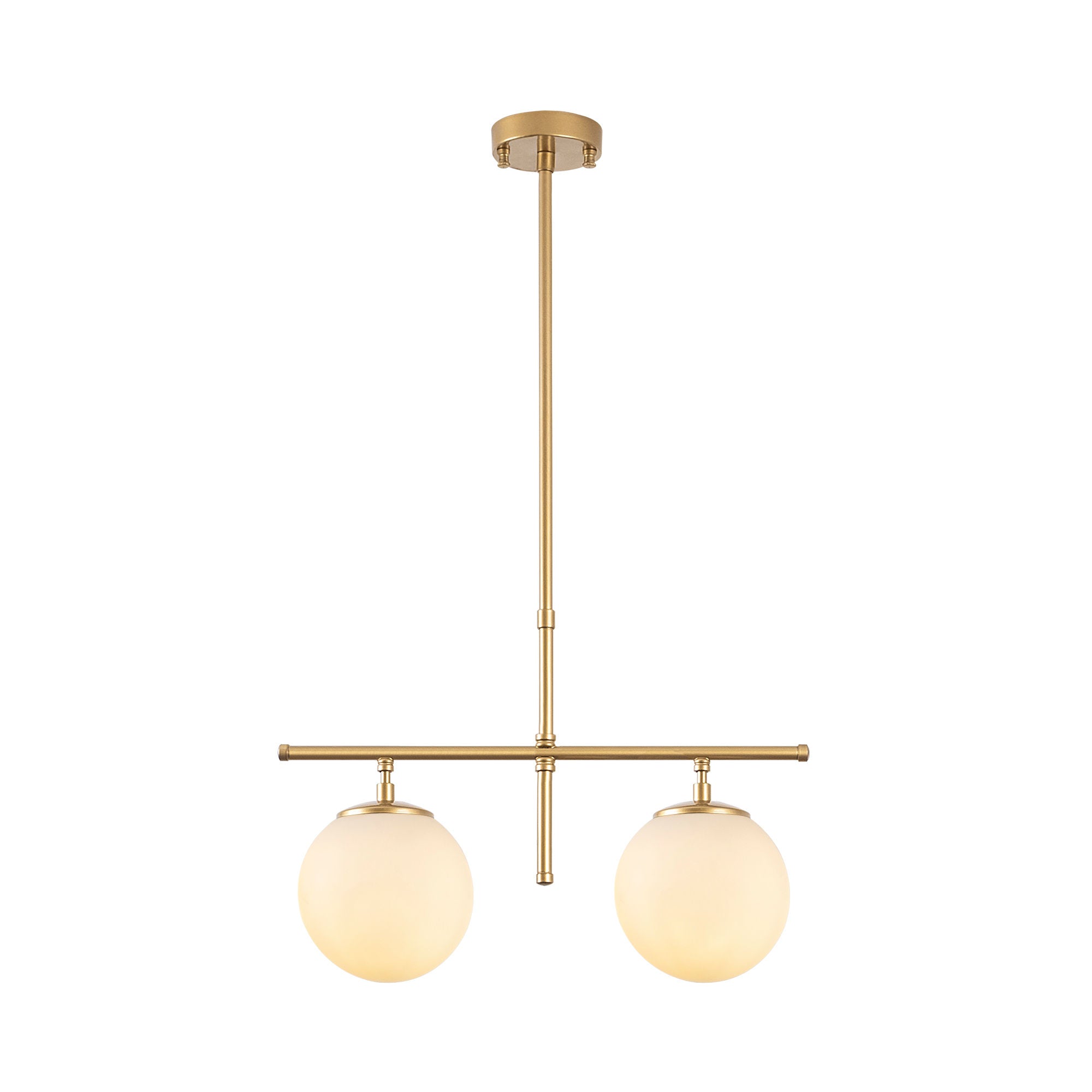 Candeeiro de Teto elegante – 52 x 15 x 36-76 cm – Dourado – Metal e vidro