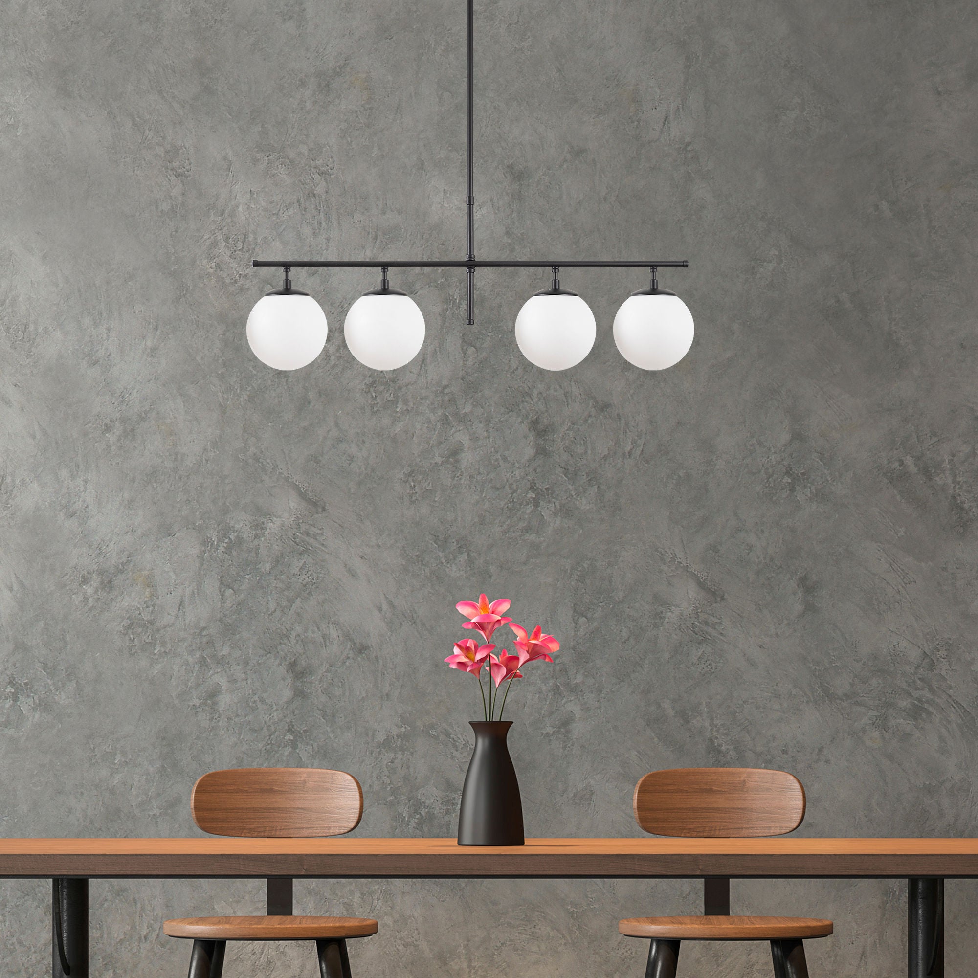 Candeeiro de Teto – 81 x 15 x 36-76 cm – Preto e Creme – Metal e Vidro