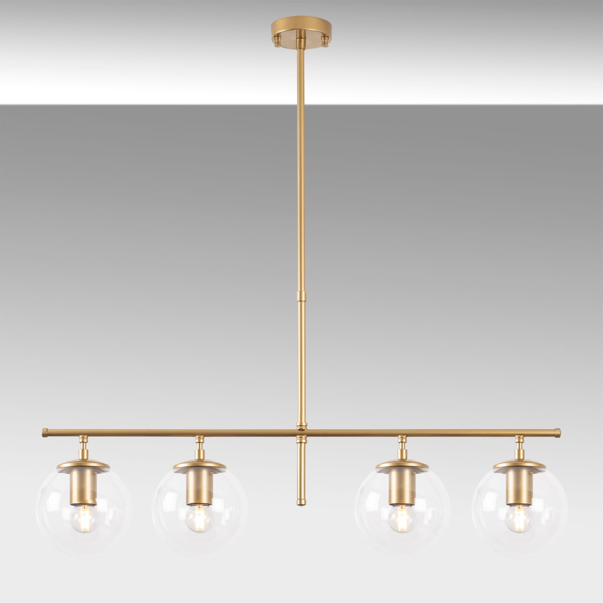 Candeeiro de Teto – 81 x 15 x 36-76 cm – Dourado – Metal e Vidro