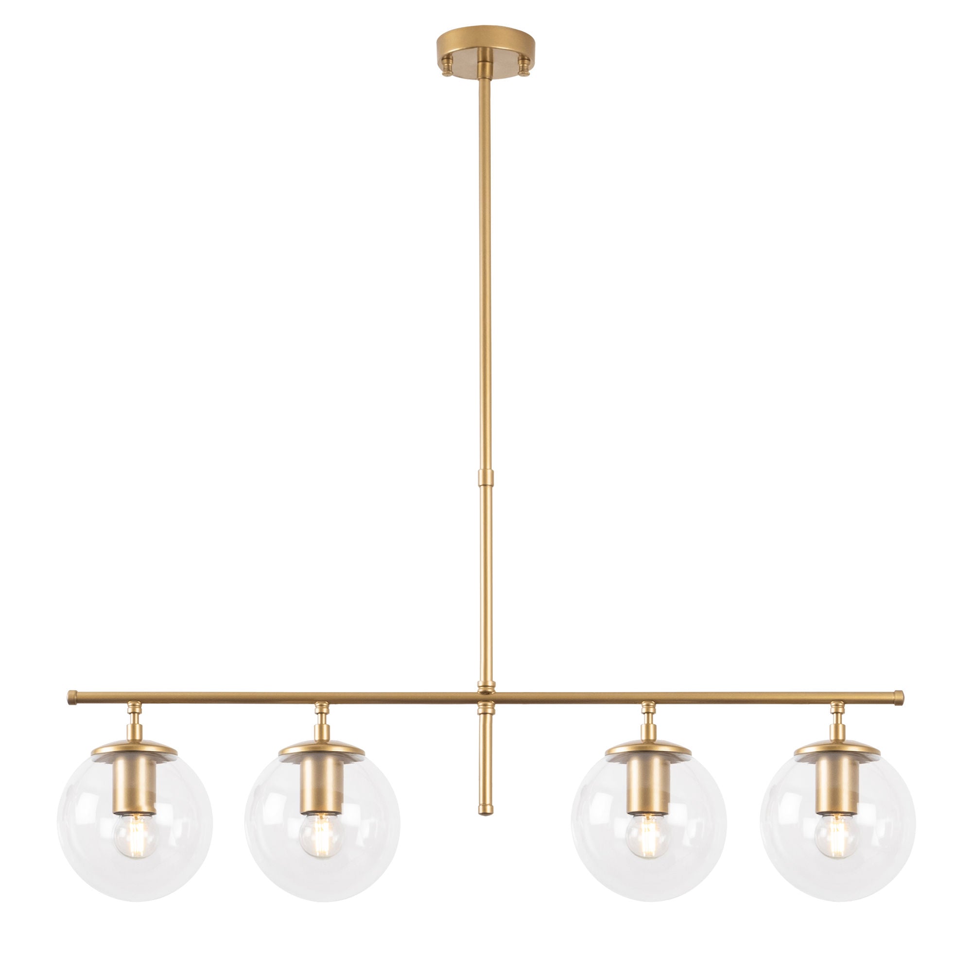 Candeeiro de Teto – 81 x 15 x 36-76 cm – Dourado – Metal e Vidro