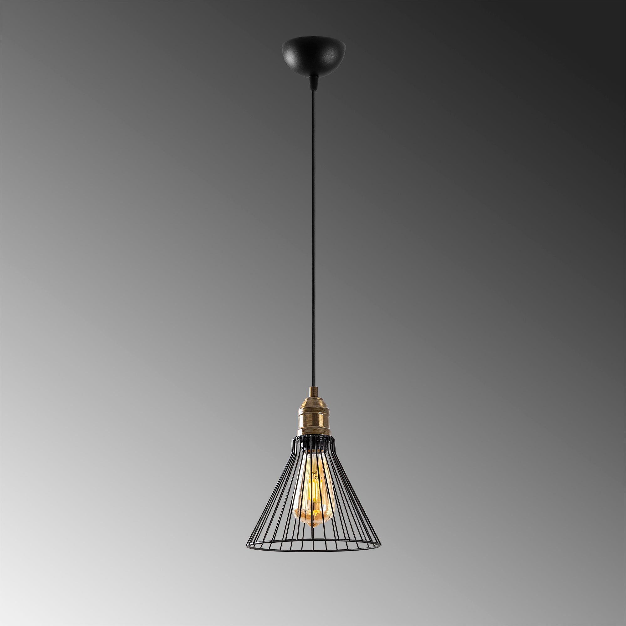 Candeeiro de Teto industrial, altura ajustável 20x20x34-124 cm, preto e metal antigo, soquete E27 máx. 40 W, perfeito para decoração e iluminação de casa moderna