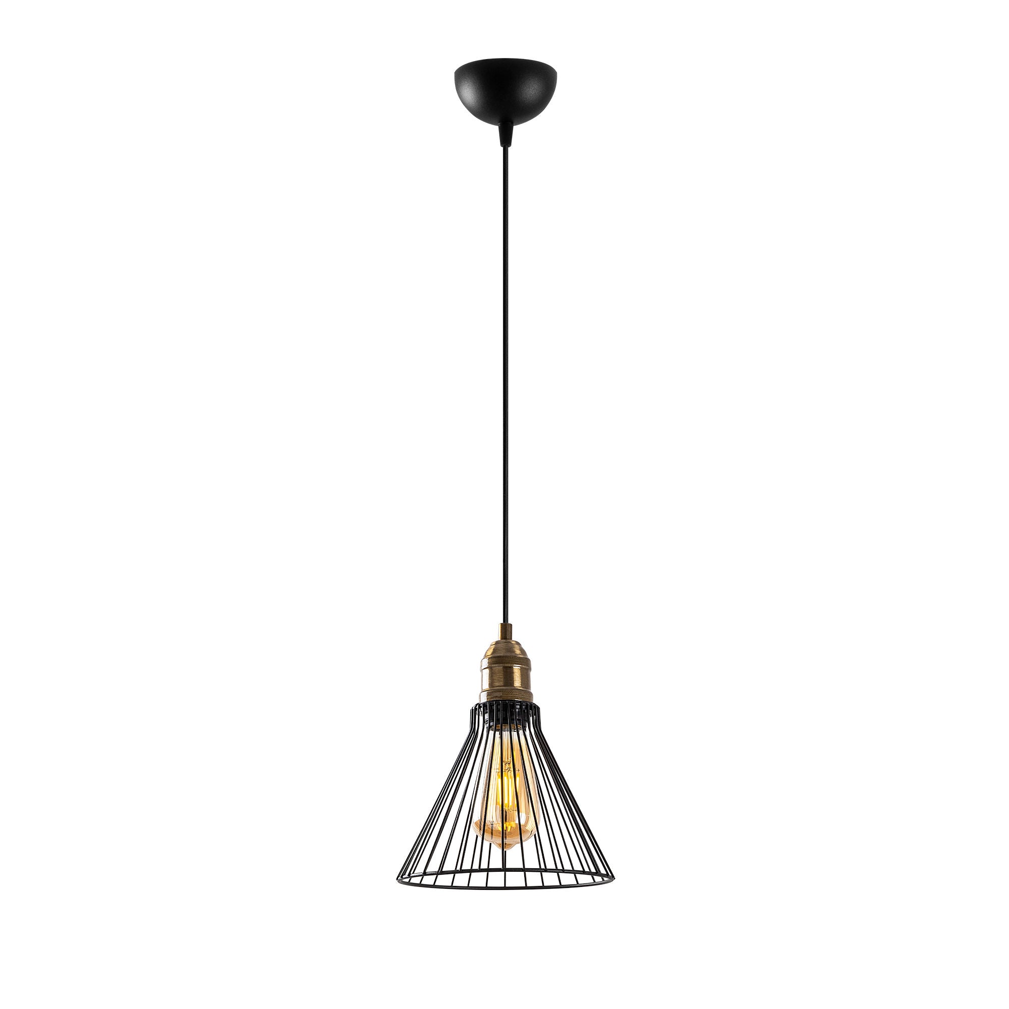Candeeiro de Teto industrial, altura ajustável 20x20x34-124 cm, preto e metal antigo, soquete E27 máx. 40 W, perfeito para decoração e iluminação de casa moderna
