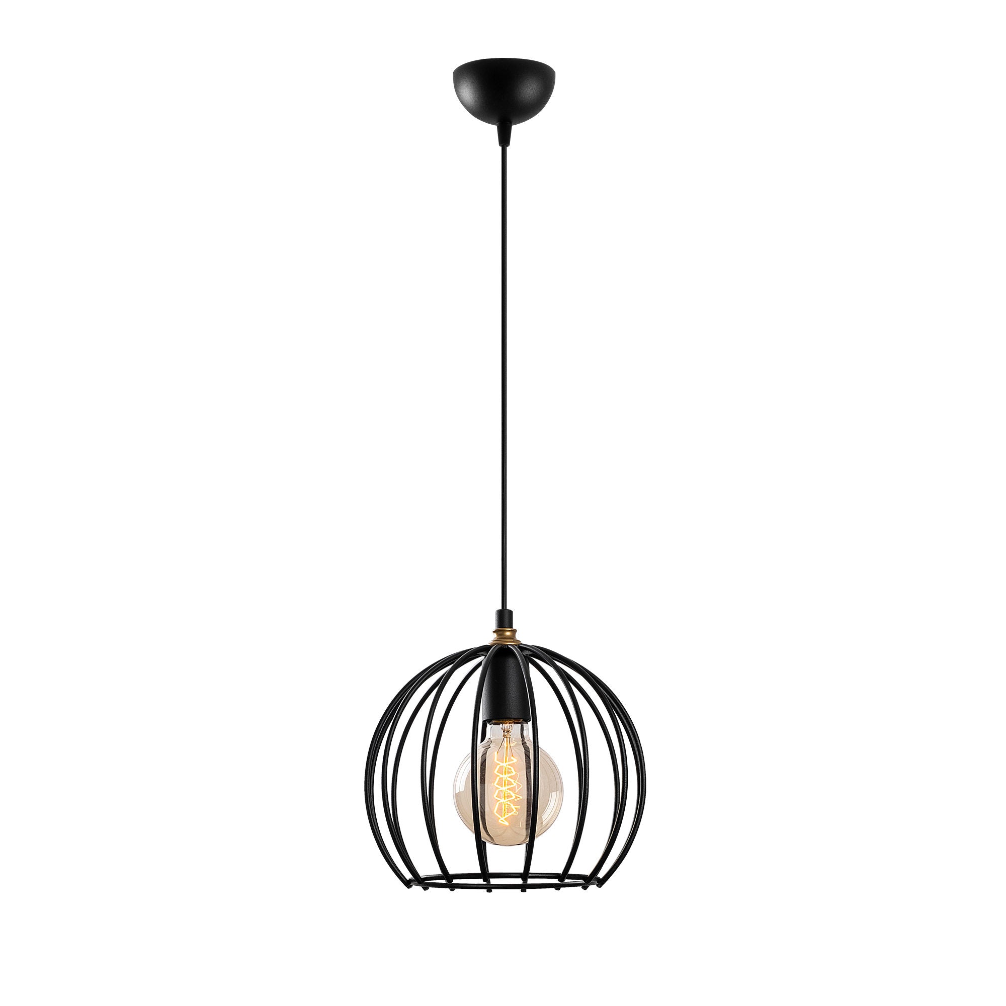 Candeeiro de Teto Industrial Moderno, Preto e Dourado, Altura Ajustável 25x25x36-116 cm, Corpo em Metal, Soquete E27, Perfeito para Decoração de Casa com Estilo