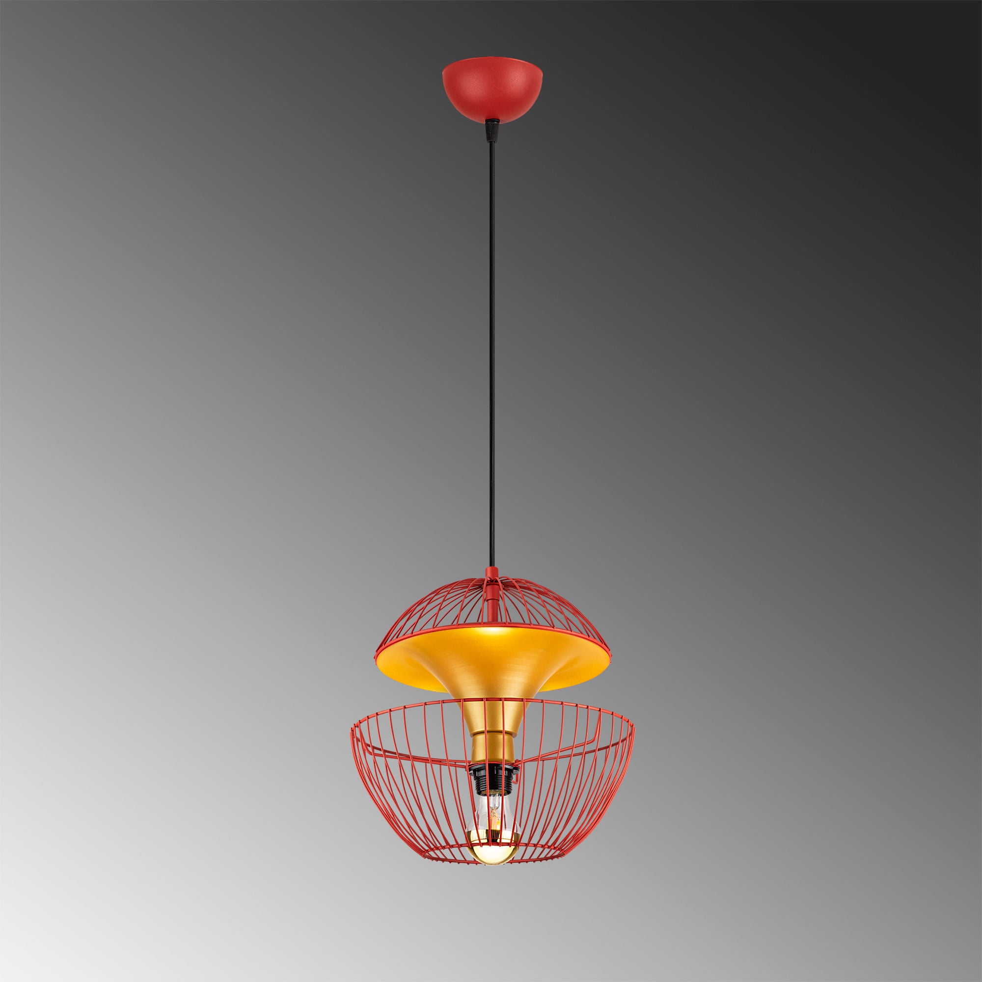 Candeeiro de Teto vermelho moderno, altura ajustável 30x30x45-135 cm, corpo de metal, soquete E27, design elegante para casa e escritório, classificação IP20, iluminação elegante