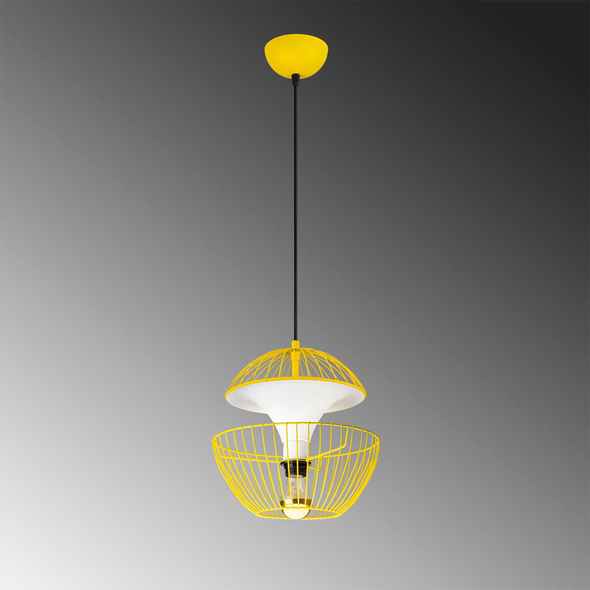 Candeeiro de Teto amarelo moderno, altura ajustável 30x30x45-135 cm, corpo e base de metal, soquete E27, iluminação elegante para decoração de casa e escritório, IP20