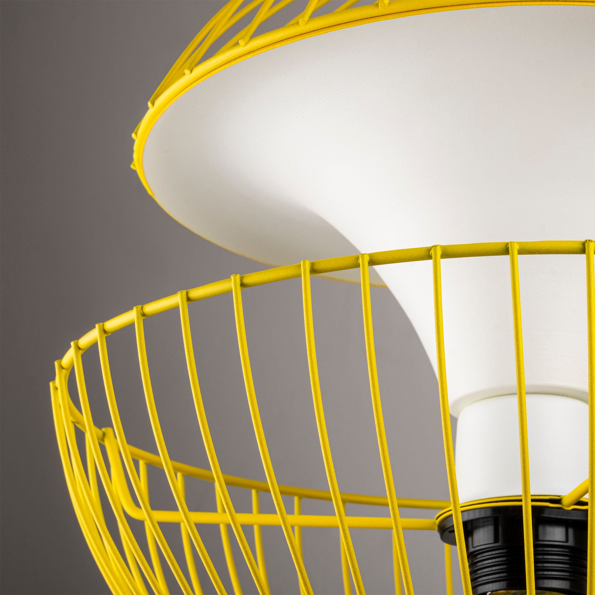 Candeeiro de Teto amarelo moderno, altura ajustável 30x30x45-135 cm, corpo e base de metal, soquete E27, iluminação elegante para decoração de casa e escritório, IP20