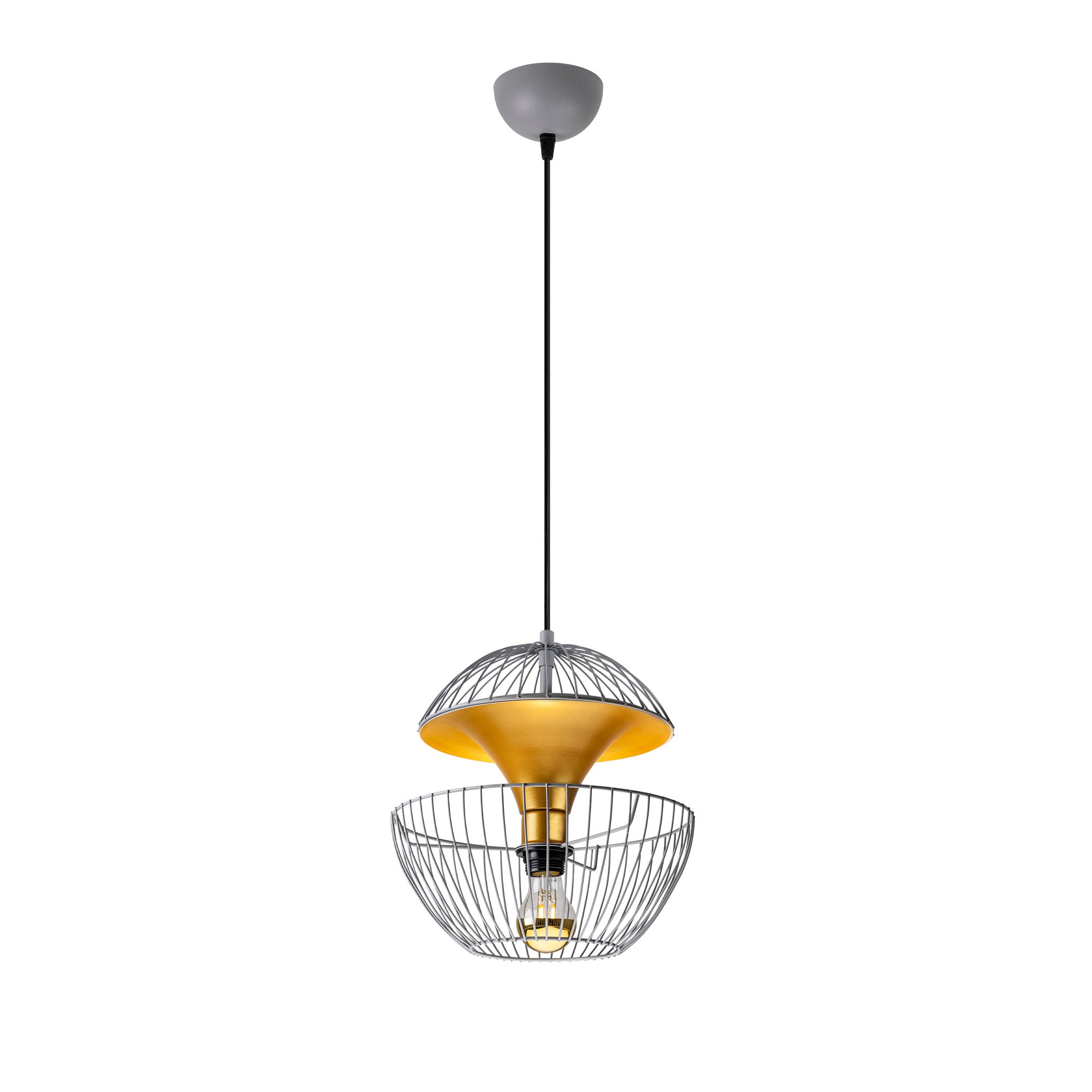 Candeeiro de Teto moderno cinza, altura ajustável 30x30x45-135 cm, corpo e base de metal, soquete E27, iluminação elegante para casa e escritório, classificação IP20