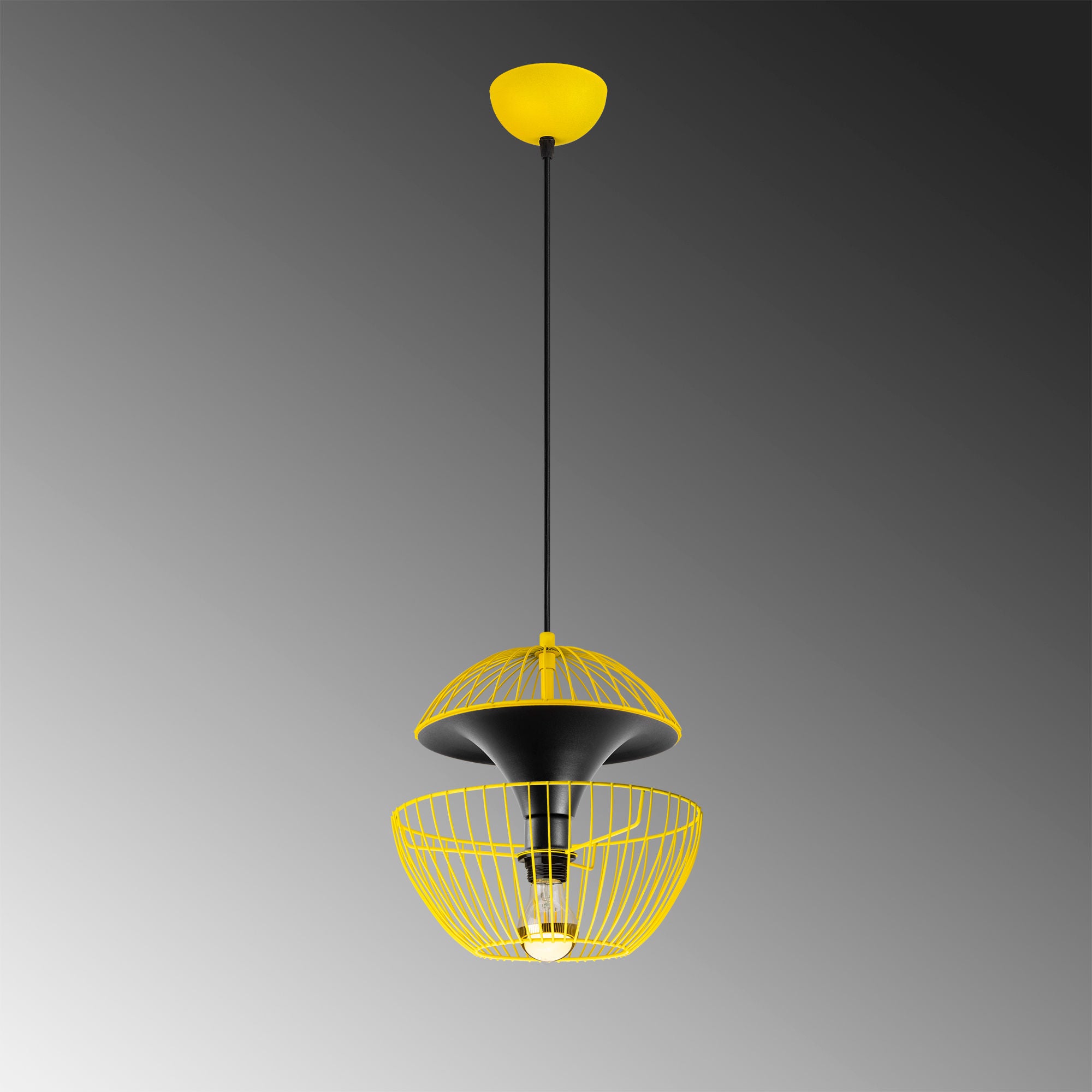 Candeeiro de Teto amarelo moderno, altura ajustável 30x30x45-135 cm, corpo e base de metal, soquete E27, iluminação elegante para decoração de casa e escritório, IP20