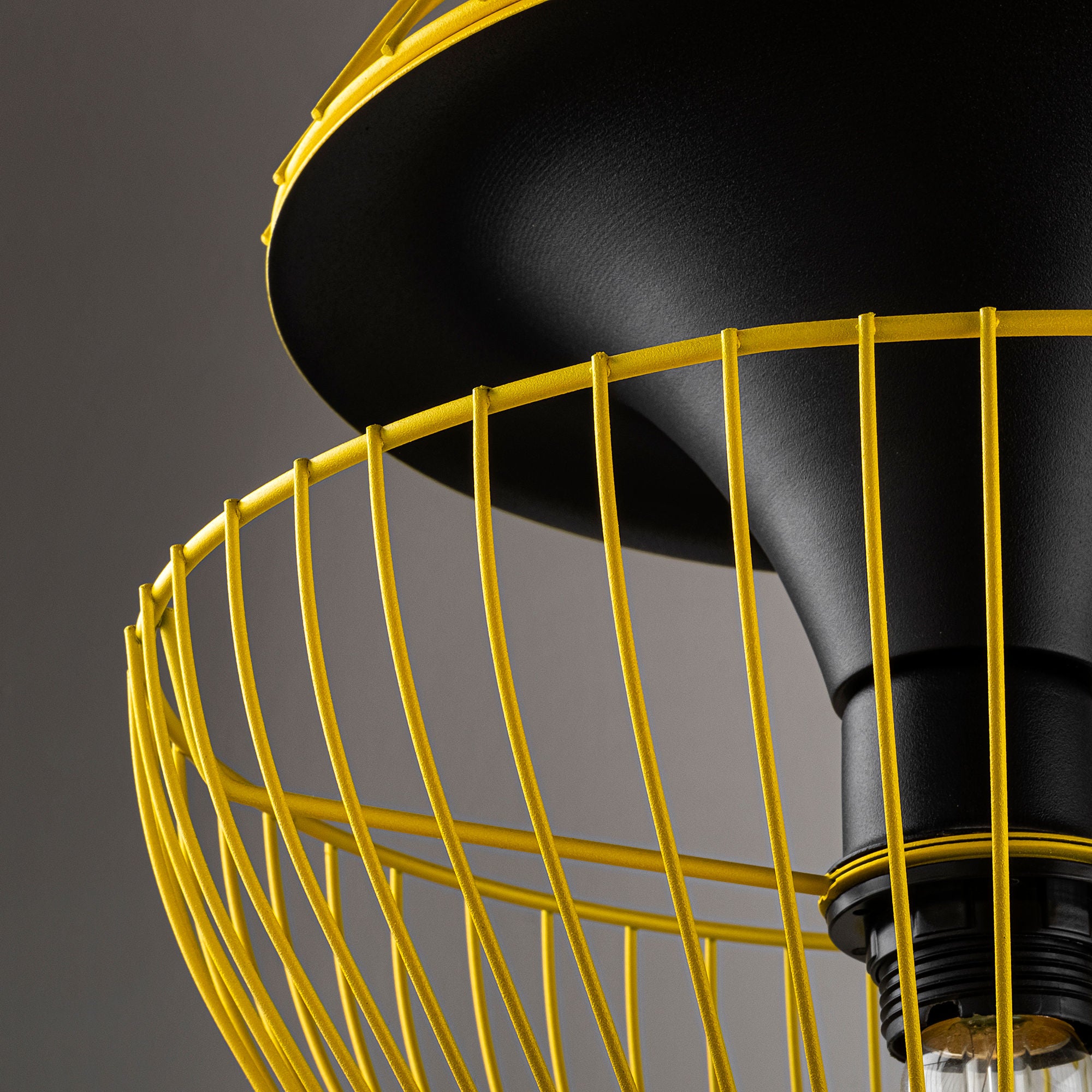 Candeeiro de Teto amarelo moderno, altura ajustável 30x30x45-135 cm, corpo e base de metal, soquete E27, iluminação elegante para decoração de casa e escritório, IP20