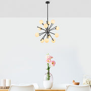 Candeeiro de Teto preto moderno, corpo de metal, 60 x 60 x 68 cm, altura ajustável, IP20, soquete 12 x G9, perfeito para decoração industrial e escandinava