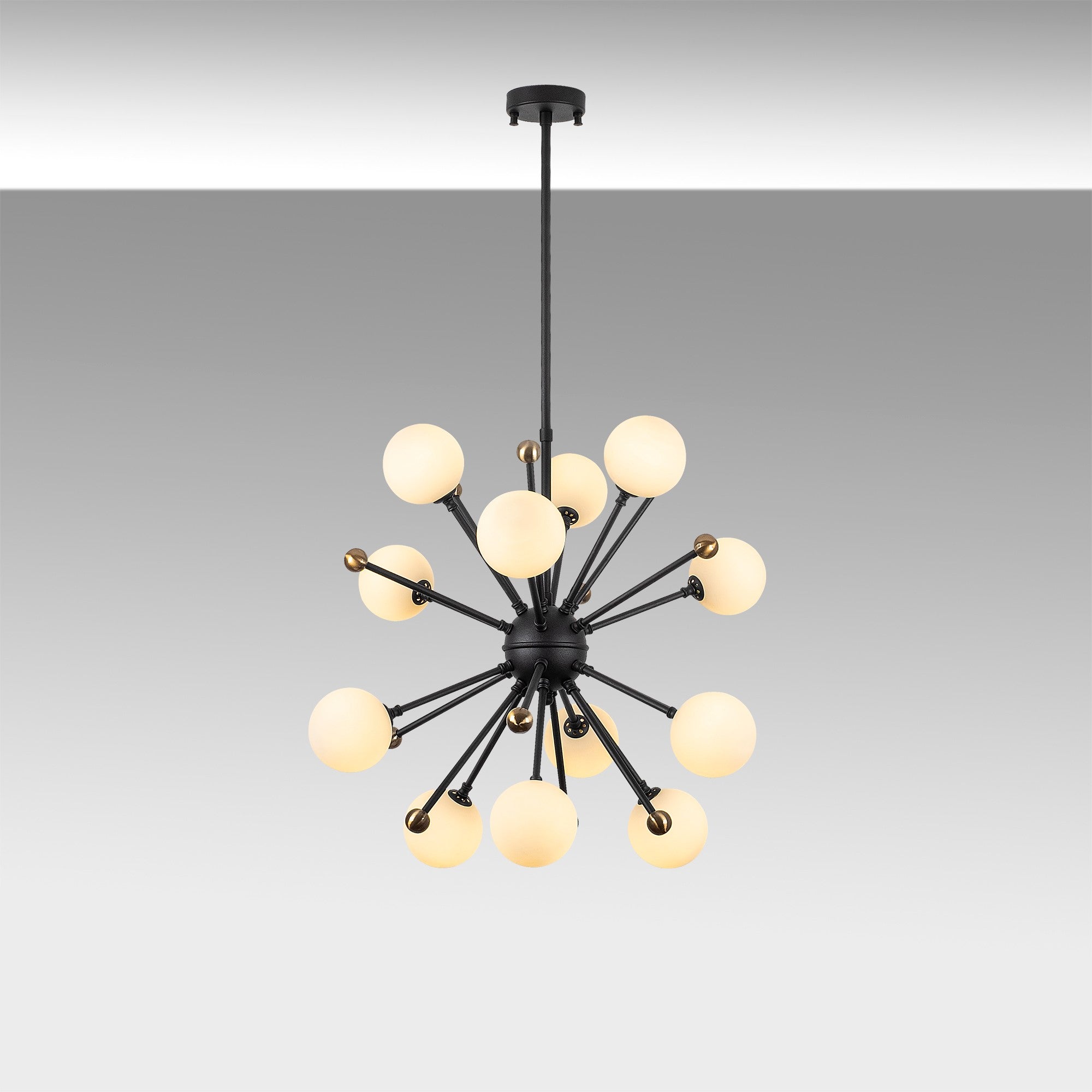 Candeeiro de Teto preto moderno, corpo de metal, 60 x 60 x 68 cm, altura ajustável, IP20, soquete 12 x G9, perfeito para decoração industrial e escandinava