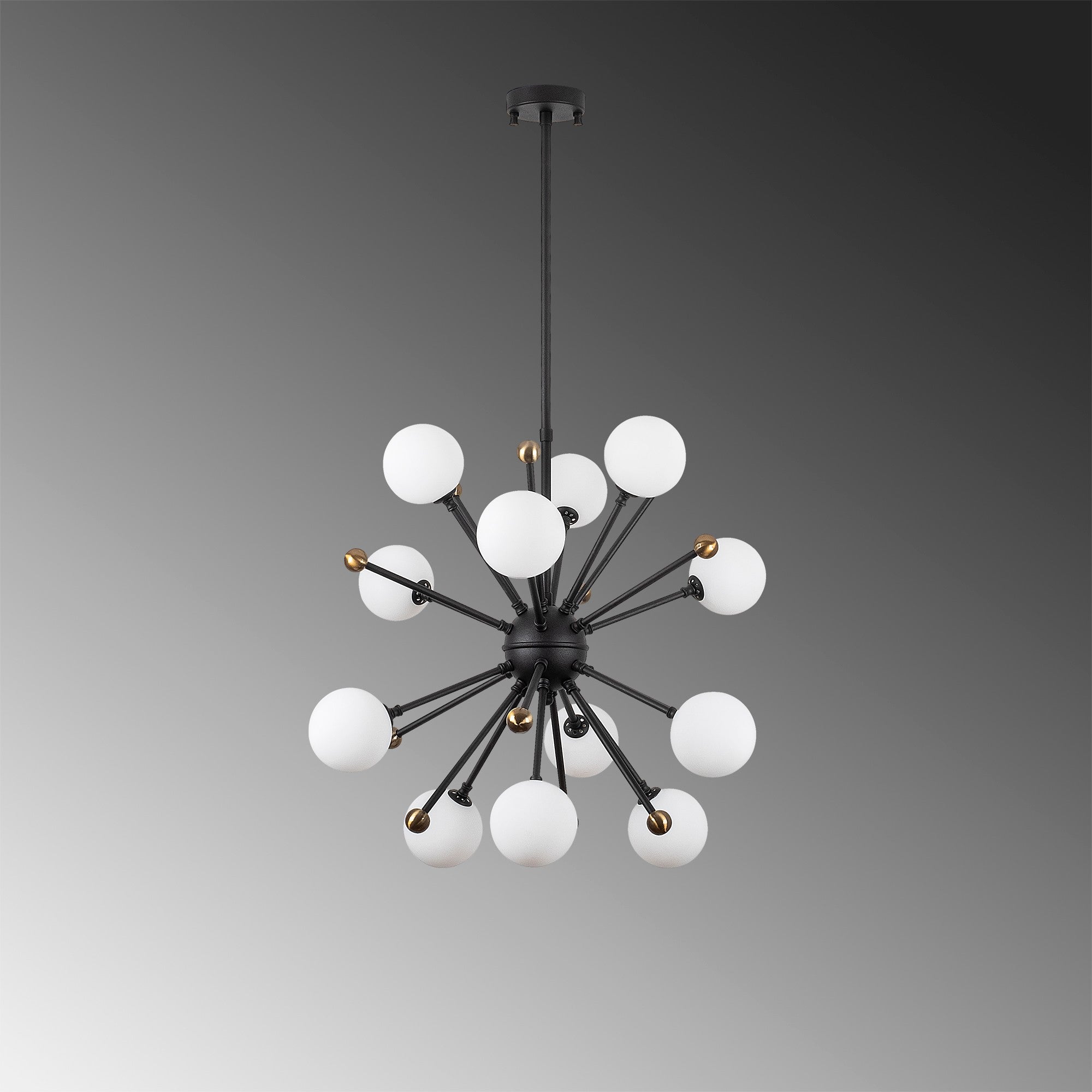 Candeeiro de Teto preto moderno, corpo de metal, 60 x 60 x 68 cm, altura ajustável, IP20, soquete 12 x G9, perfeito para decoração industrial e escandinava