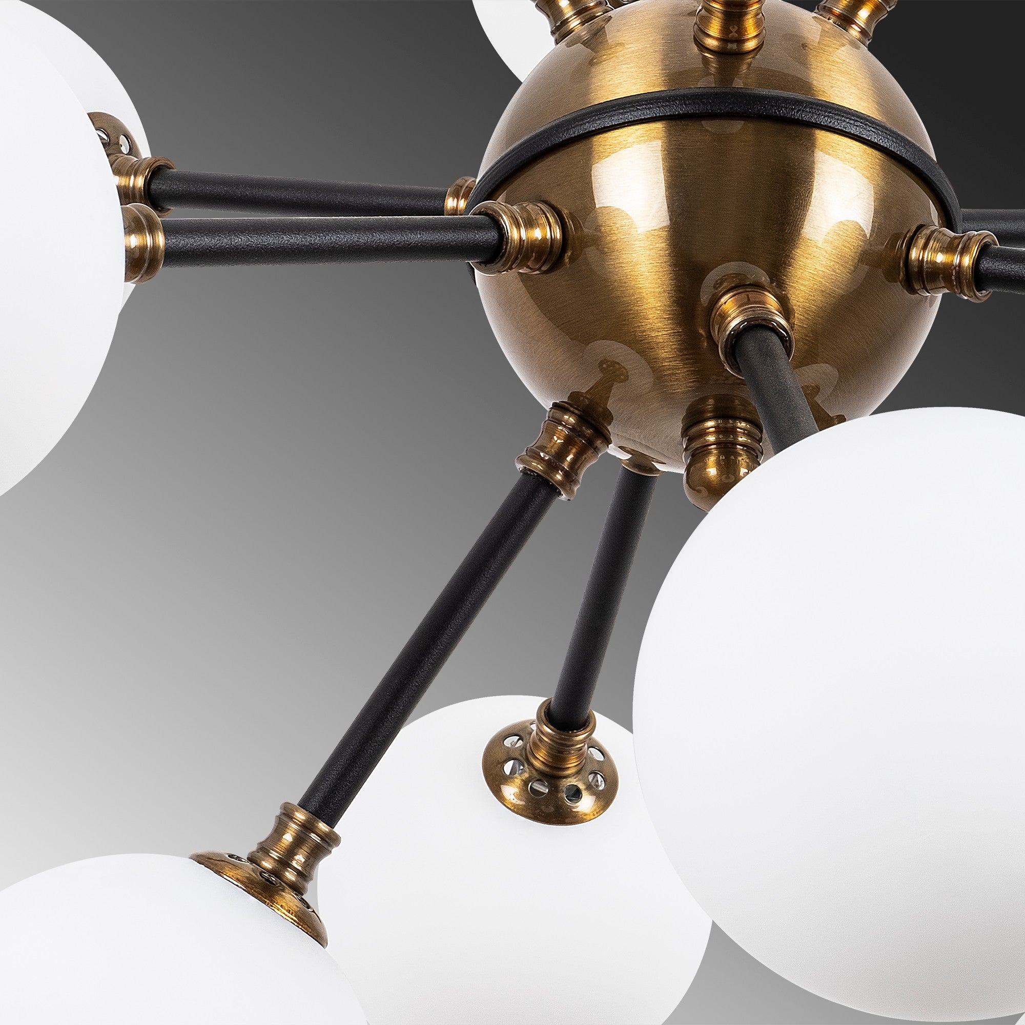 Candeeiro de Teto preto moderno, corpo de metal, 52 x 52 x 53 cm, altura ajustável, IP20, 12 soquetes G9, design escandinavo elegante para casa e escritório