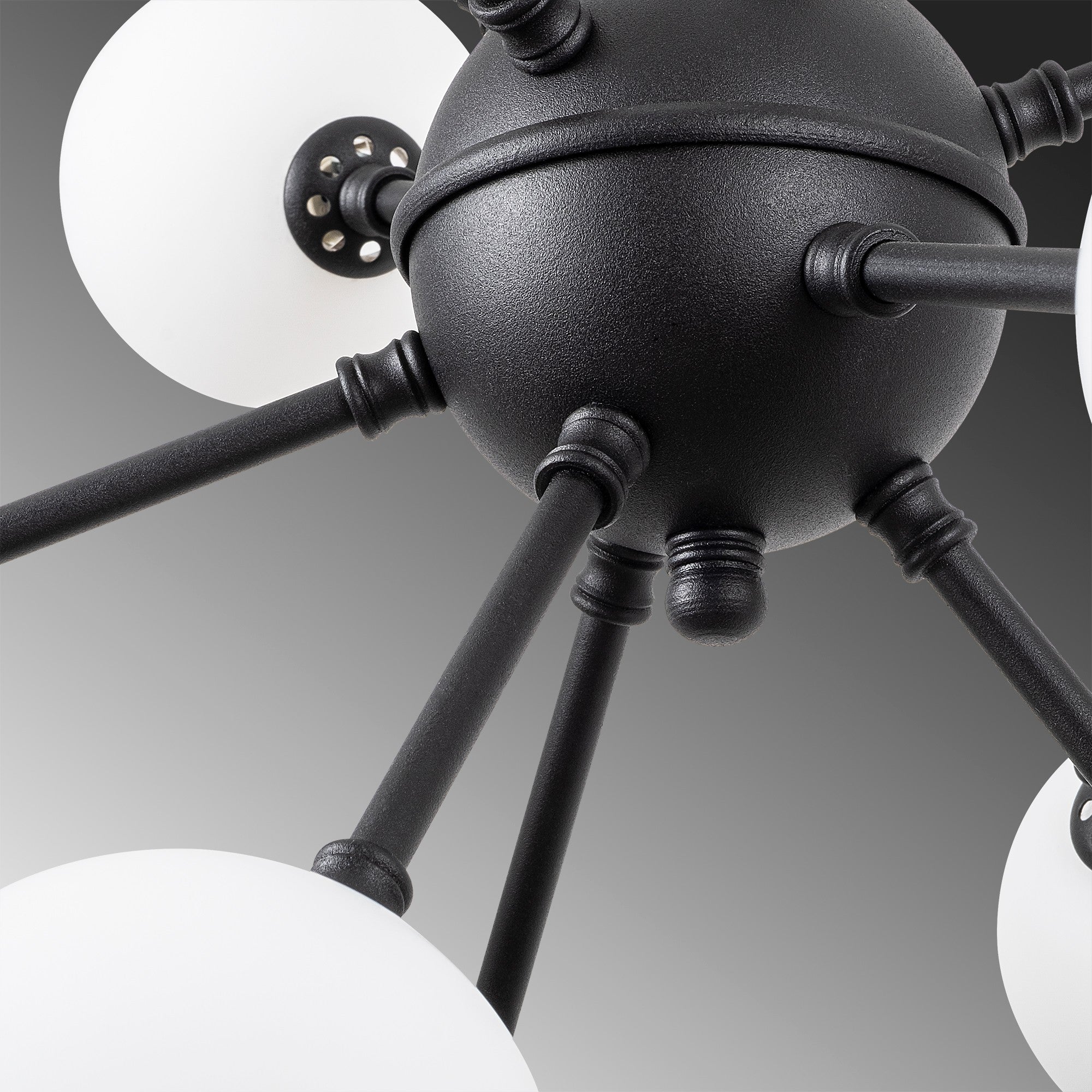 Candeeiro de Teto preto moderno, corpo de metal, 52 x 52 x 53 cm, altura ajustável, IP20, 12 soquetes G9, design industrial e escandinavo elegante para decoração de casa