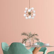 Candeeiro de Teto vintage elegante, corpo de metal cobre, 52 x 52 x 53 cm, altura ajustável, 12 soquetes G9, design escandinavo moderno, perfeito para decoração de casa