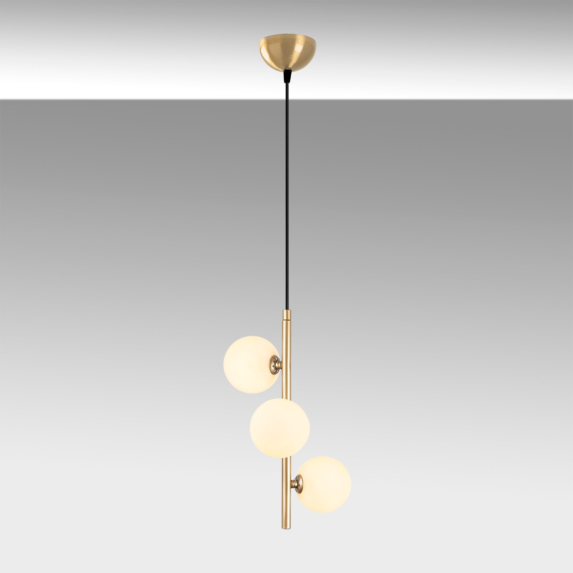 Candeeiro de Teto elegante de ouro, corpo de metal, 36 x 36 x 46 cm, altura ajustável até 131 cm, design escandinavo, 3 soquetes G9, perfeito para espaços modernos