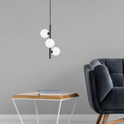 Candeeiro de Teto Industrial Moderno, Preto e Branco, 36 x 36 x 46 cm | Altura Ajustável até 131 cm | Corpo de Metal, Tampa de Vidro, 3 Soquetes G9 | Iluminação Elegante para Casa