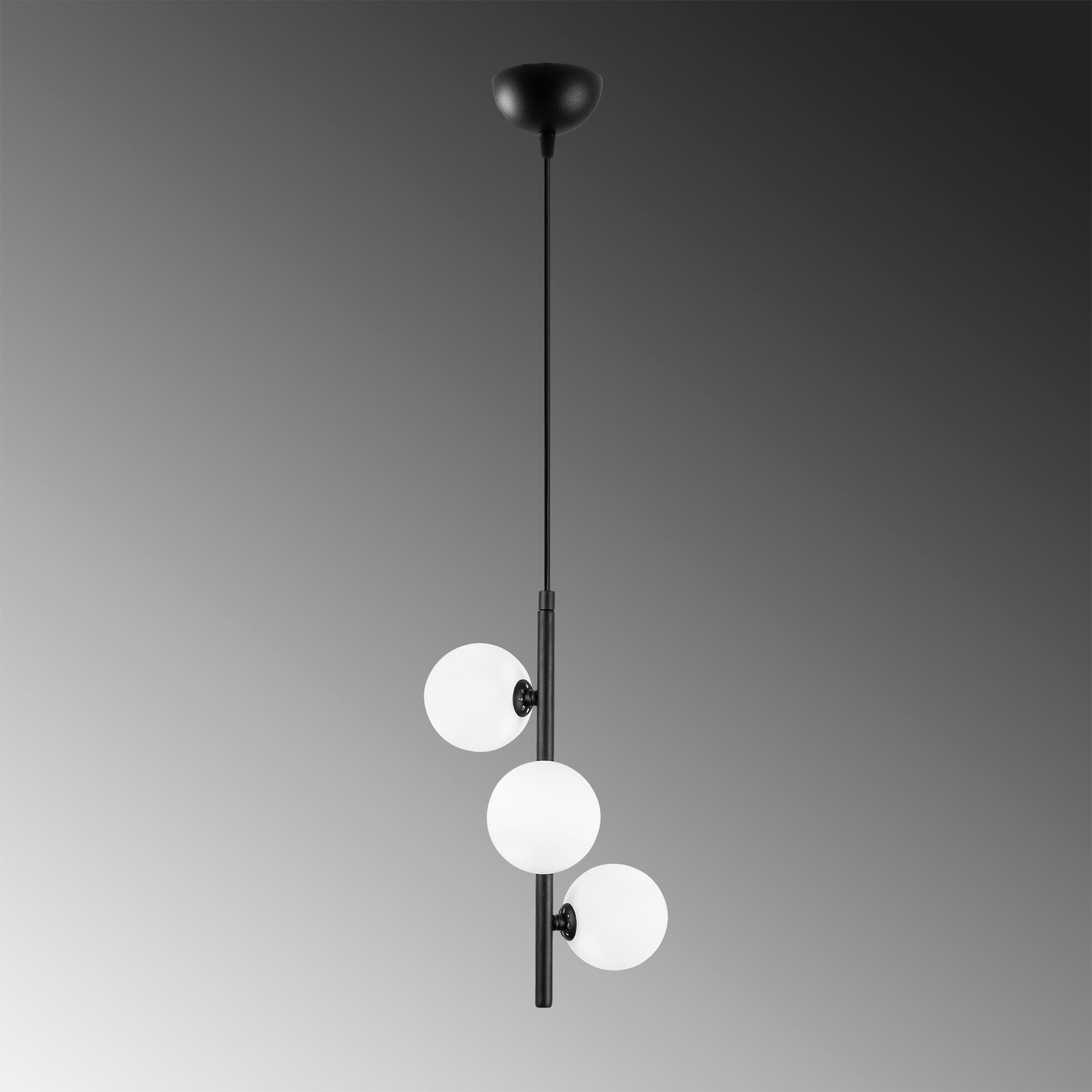 Candeeiro de Teto Industrial Moderno, Preto e Branco, 36 x 36 x 46 cm | Altura Ajustável até 131 cm | Corpo de Metal, Tampa de Vidro, 3 Soquetes G9 | Iluminação Elegante para Casa