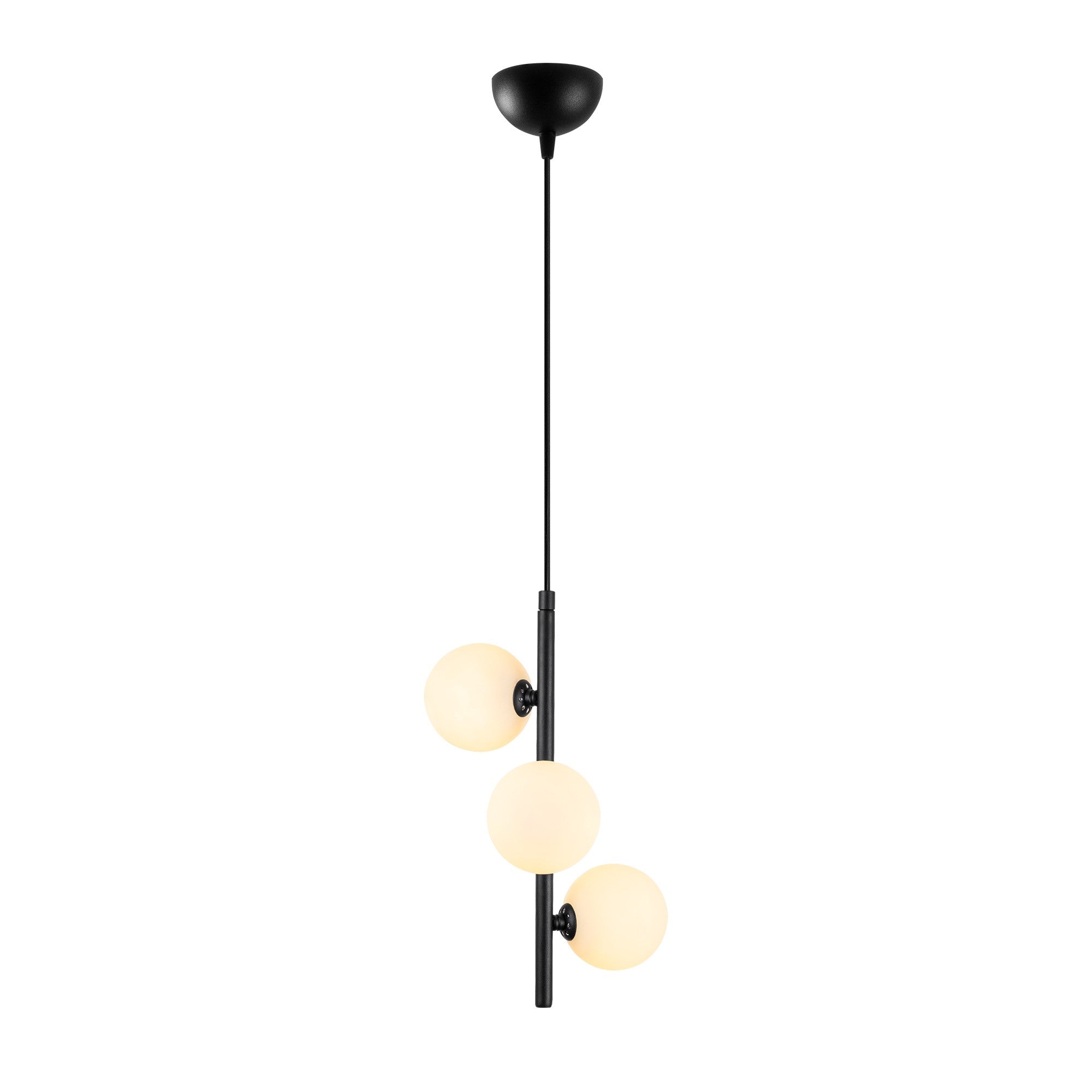 Candeeiro de Teto Industrial Moderno, Preto e Branco, 36 x 36 x 46 cm | Altura Ajustável até 131 cm | Corpo de Metal, Tampa de Vidro, 3 Soquetes G9 | Iluminação Elegante para Casa