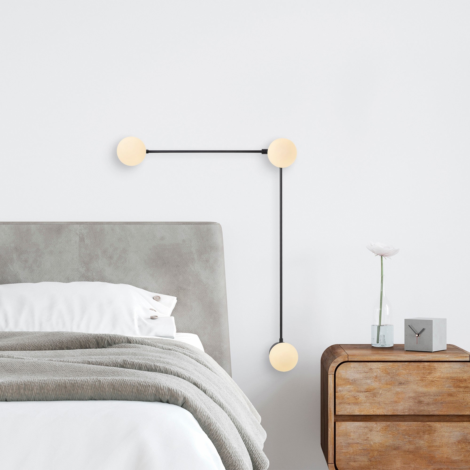 Candeeiro de Parede moderna, preta e creme, 60 x 16 x 78 cm | Corpo de metal, tampa de vidro, IP20, 3 soquetes G9 (lâmpada não incluída) | Design industrial e escandinavo elegante