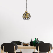 Candeeiro de Teto moderno com corpo de metal, altura ajustável 16 x 16 x 42 cm, máx. 124 cm | Soquete E27, design floral glamoroso | Perfeito para decoração sazonal