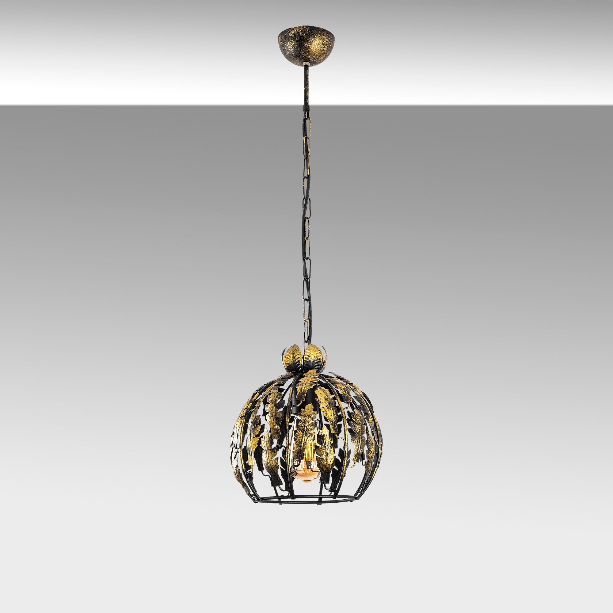 Candeeiro de Teto moderno com corpo de metal, altura ajustável 16 x 16 x 42 cm, máx. 124 cm | Soquete E27, design floral glamoroso | Perfeito para decoração sazonal