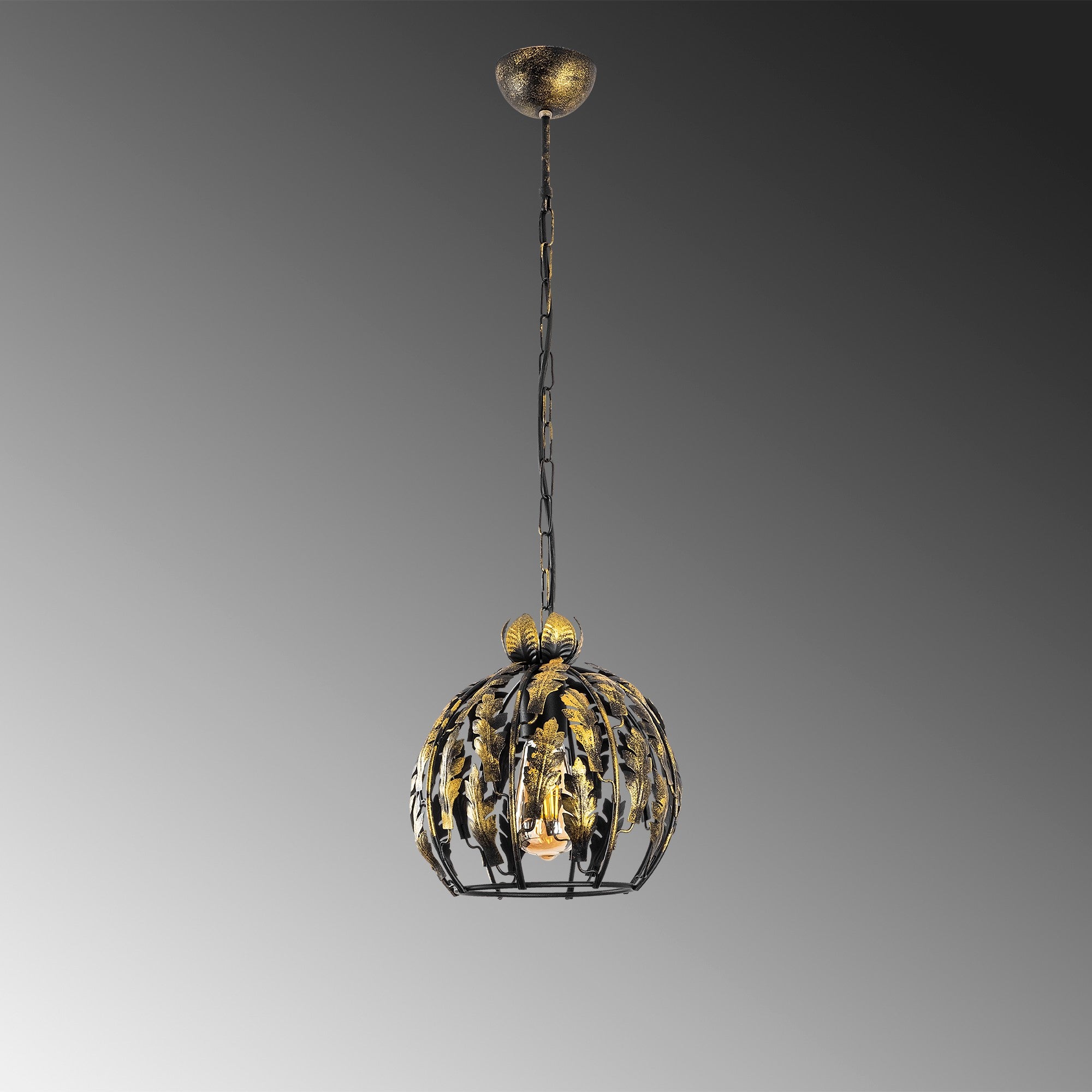 Candeeiro de Teto moderno com corpo de metal, altura ajustável 16 x 16 x 42 cm, máx. 124 cm | Soquete E27, design floral glamoroso | Perfeito para decoração sazonal