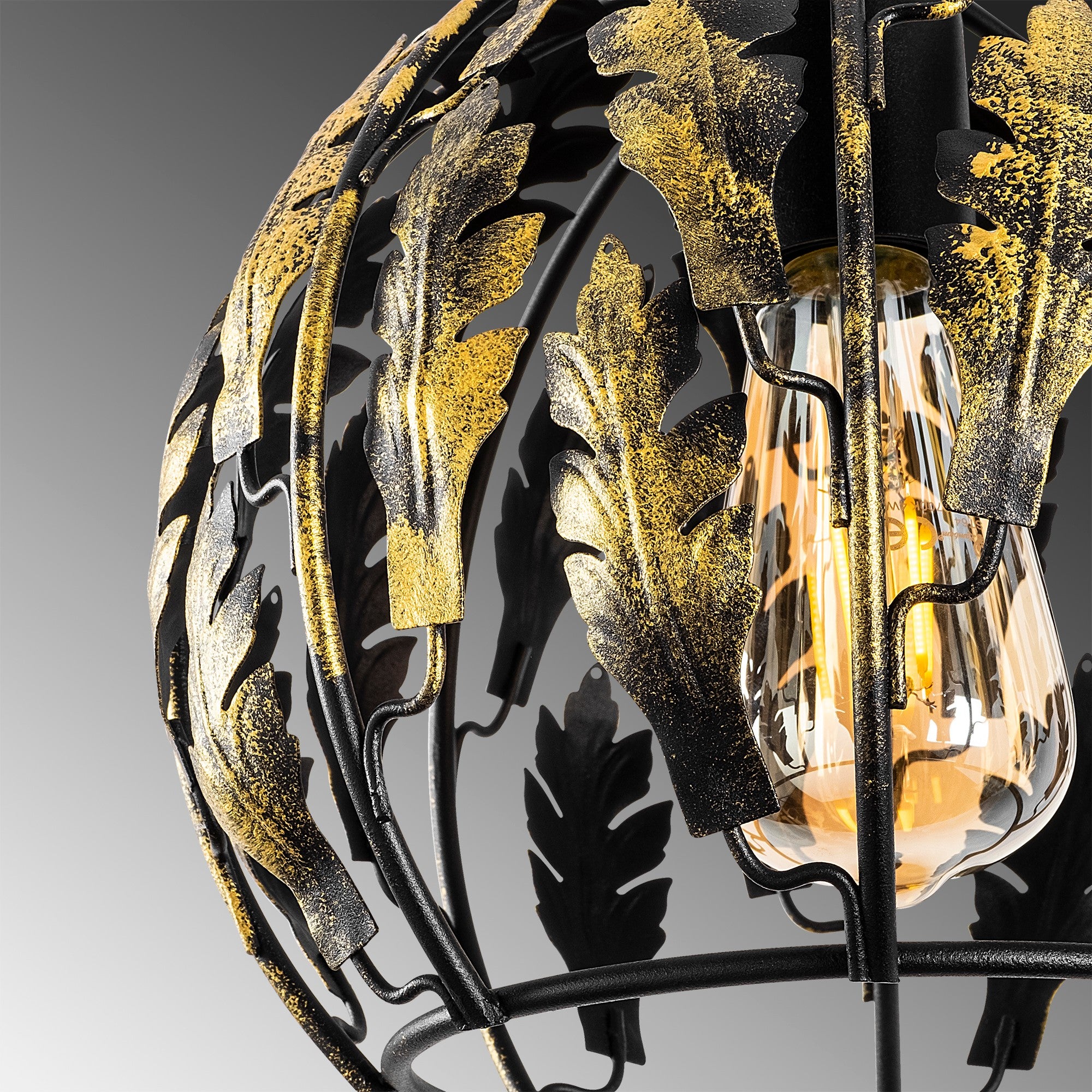 Candeeiro de Teto moderno com corpo de metal, altura ajustável 16 x 16 x 42 cm, máx. 124 cm | Soquete E27, design floral glamoroso | Perfeito para decoração sazonal