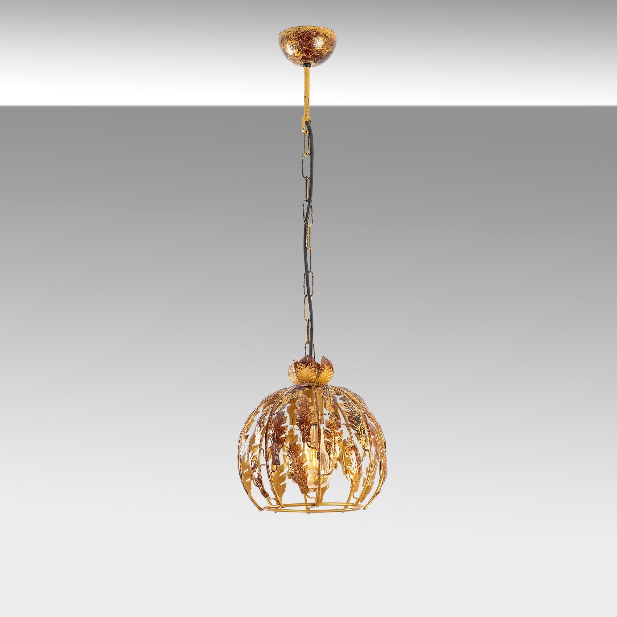 Candeeiro de Teto moderno com corpo de metal, altura ajustável 16 x 16 x 42 cm, máx. 124 cm | Soquete E27, design floral glamoroso | Perfeito para decoração sazonal