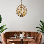 Candeeiro de Teto moderno com corpo de metal, altura ajustável 41 x 41 x 64 cm, 5 soquetes E14, design floral glamoroso, perfeito para interiores elegantes