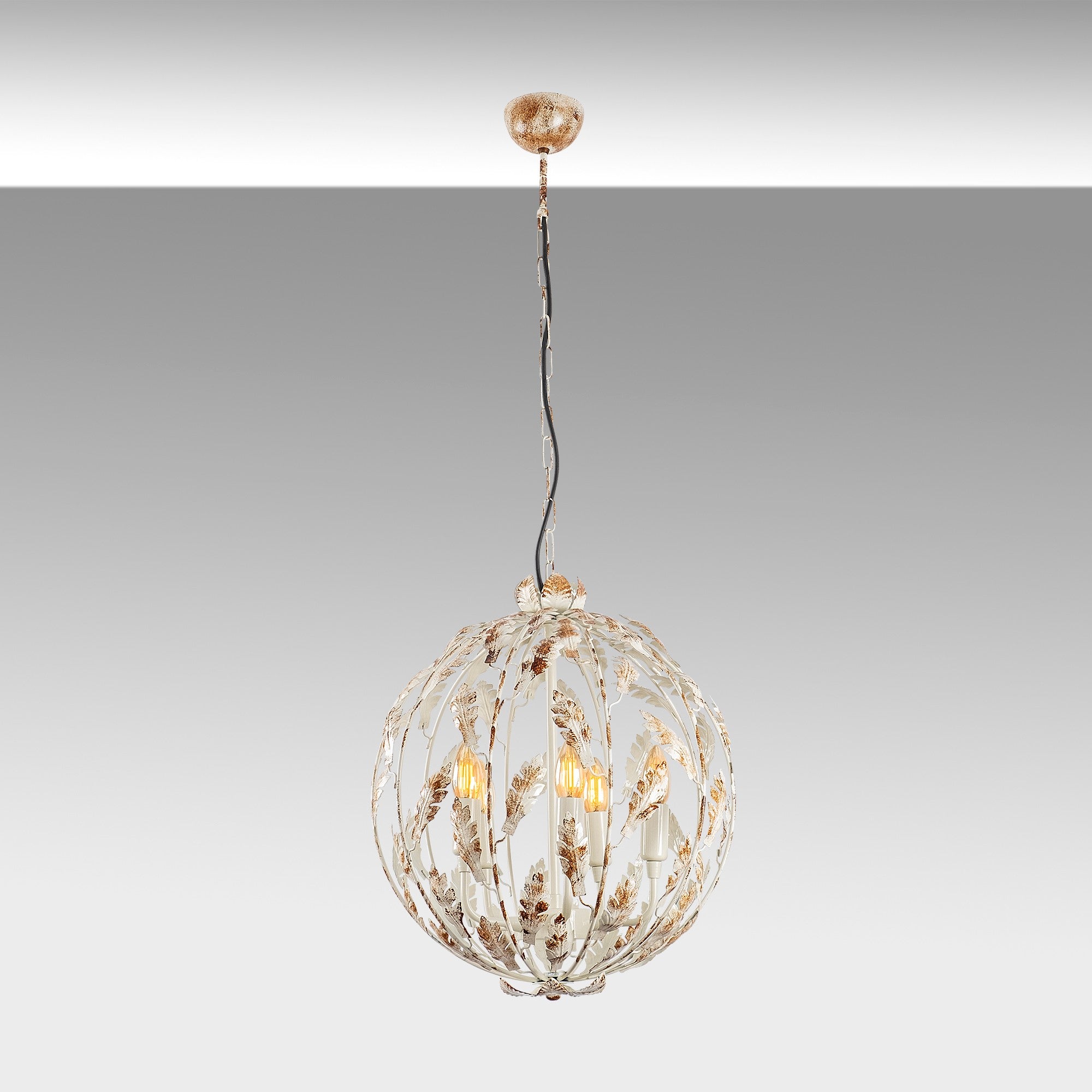 Candeeiro de Teto moderno com corpo de metal, altura ajustável 41 x 41 x 64 cm, 5 soquetes E14, design floral glamoroso, perfeito para interiores elegantes