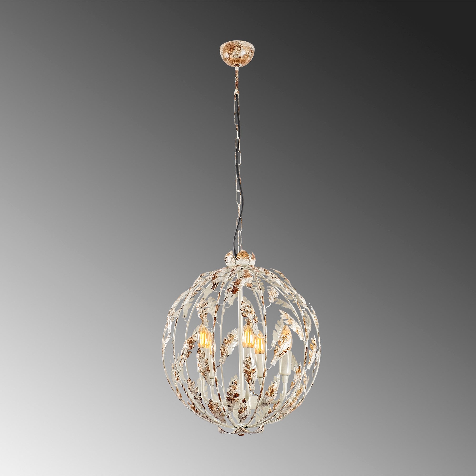 Candeeiro de Teto moderno com corpo de metal, altura ajustável 41 x 41 x 64 cm, 5 soquetes E14, design floral glamoroso, perfeito para interiores elegantes